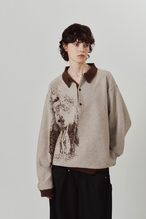 Reversible Jacquard Polo Knit / BROWN