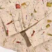 リネン100% Mademoiselle NON NON マドモアゼルノンノン ファッション 総柄 長袖 シャツ L/ベージュ系 レディース