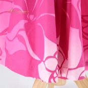 フラダンス 衣装 ワンピース ドレス CC Fashions ピンク系 ホワイト系 パフスリーブ 花柄 ハワイ製 フリル ロングワンピース 華やか 鮮やか 明るい 可愛い ハワイアン アロハ ハワイアンプリント レッスン 練習 かわいい