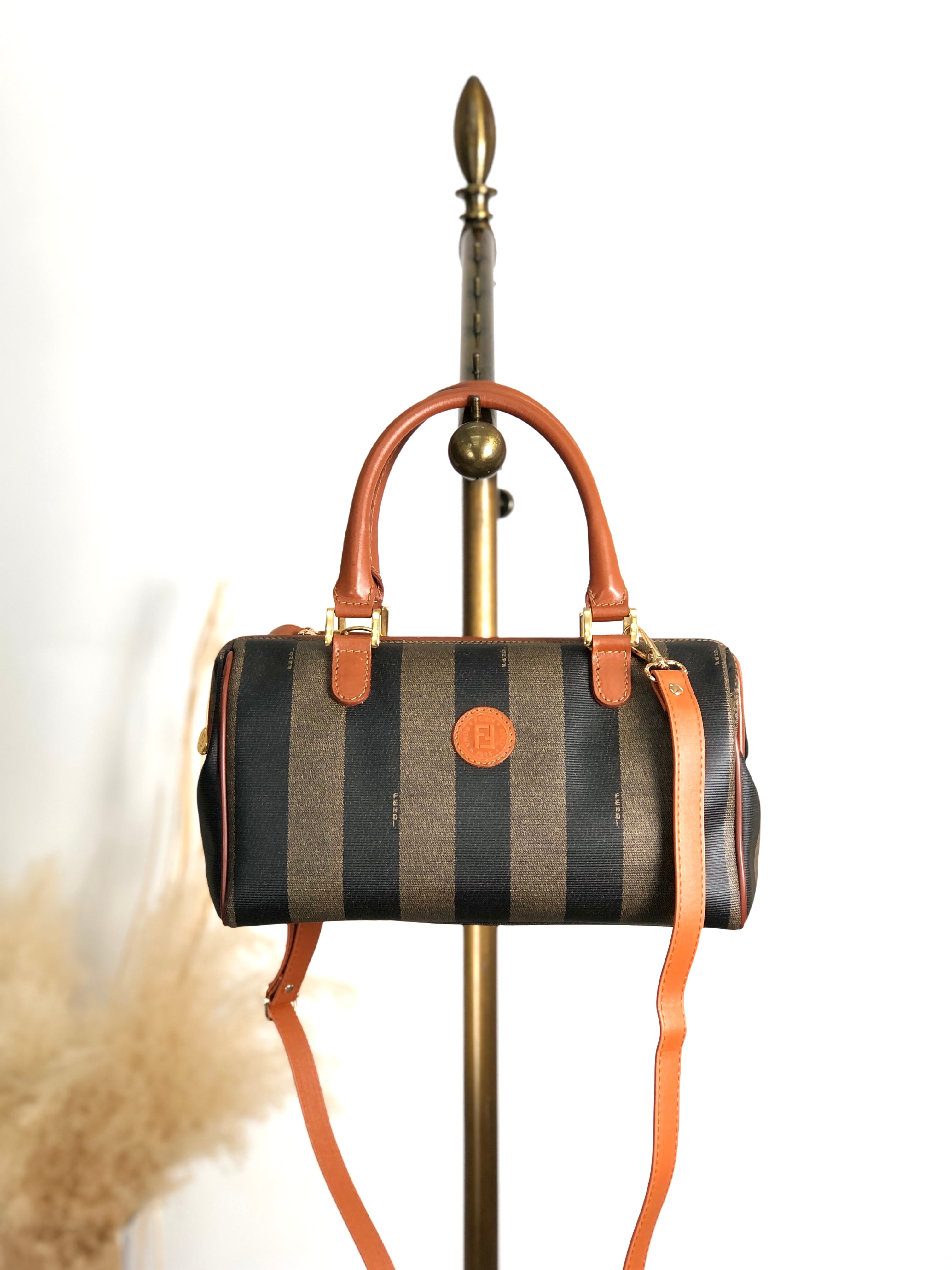 FENDI フェンディ ペカン ショルダーバッグ ブラウン PVC レザー 2way ミニボストン vintage ヴィンテージ オールド bcg8zs