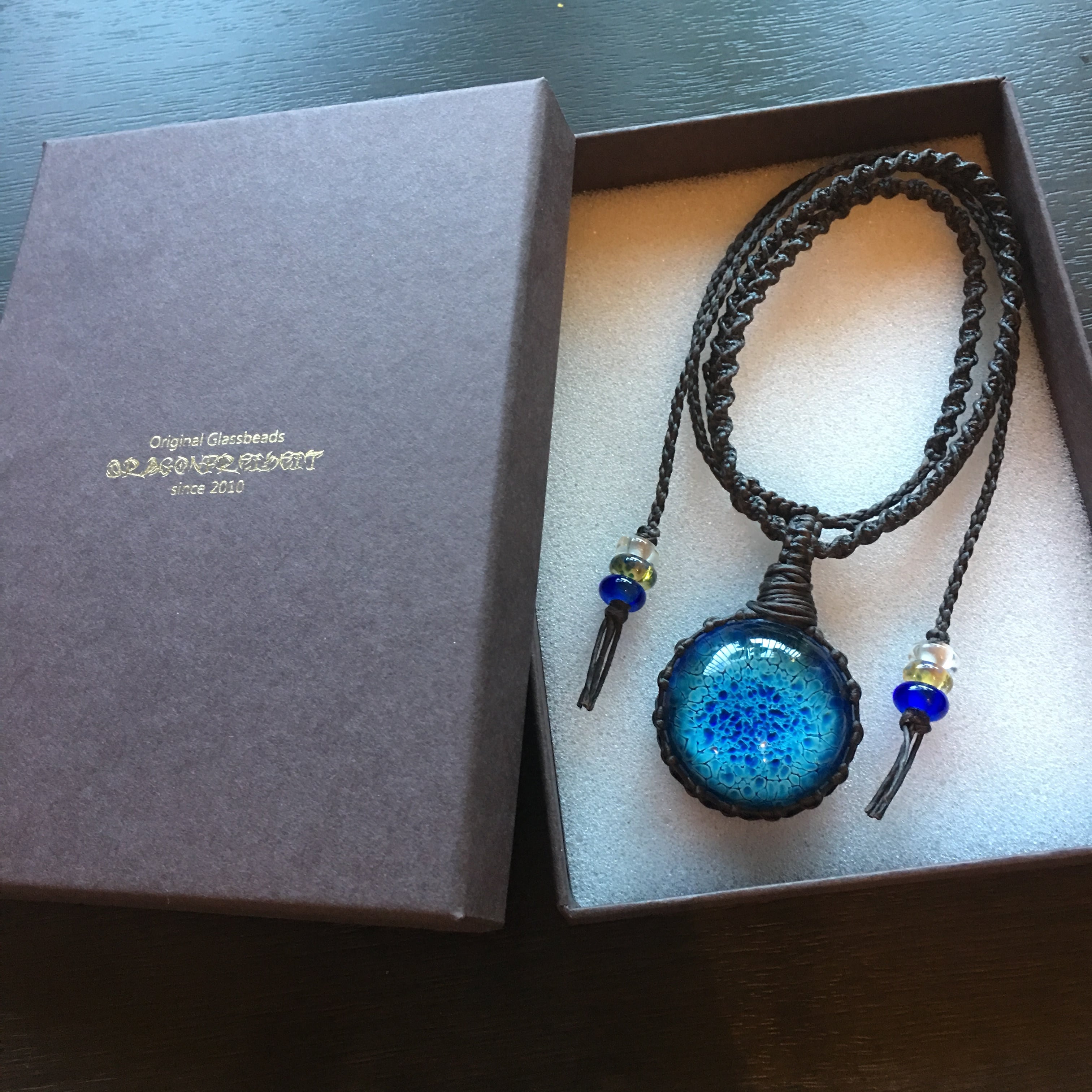 オリジナル蜻蛉玉ネックレス『龍鱗』brown | オリジナル蜻蛉玉