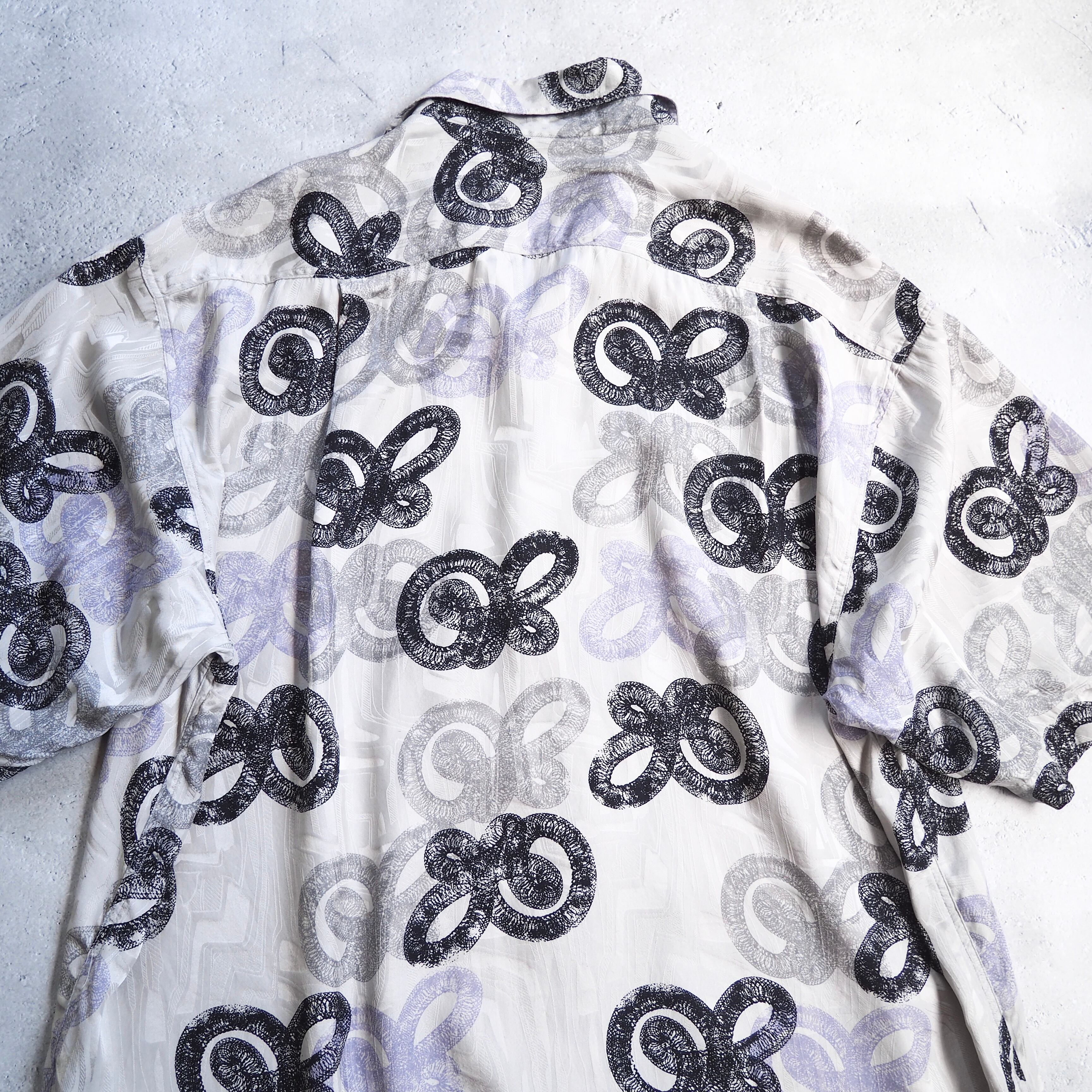 ” 捻縄 ” Tribal contemporary Art × Hidden pattern Drape SS silk Shirt