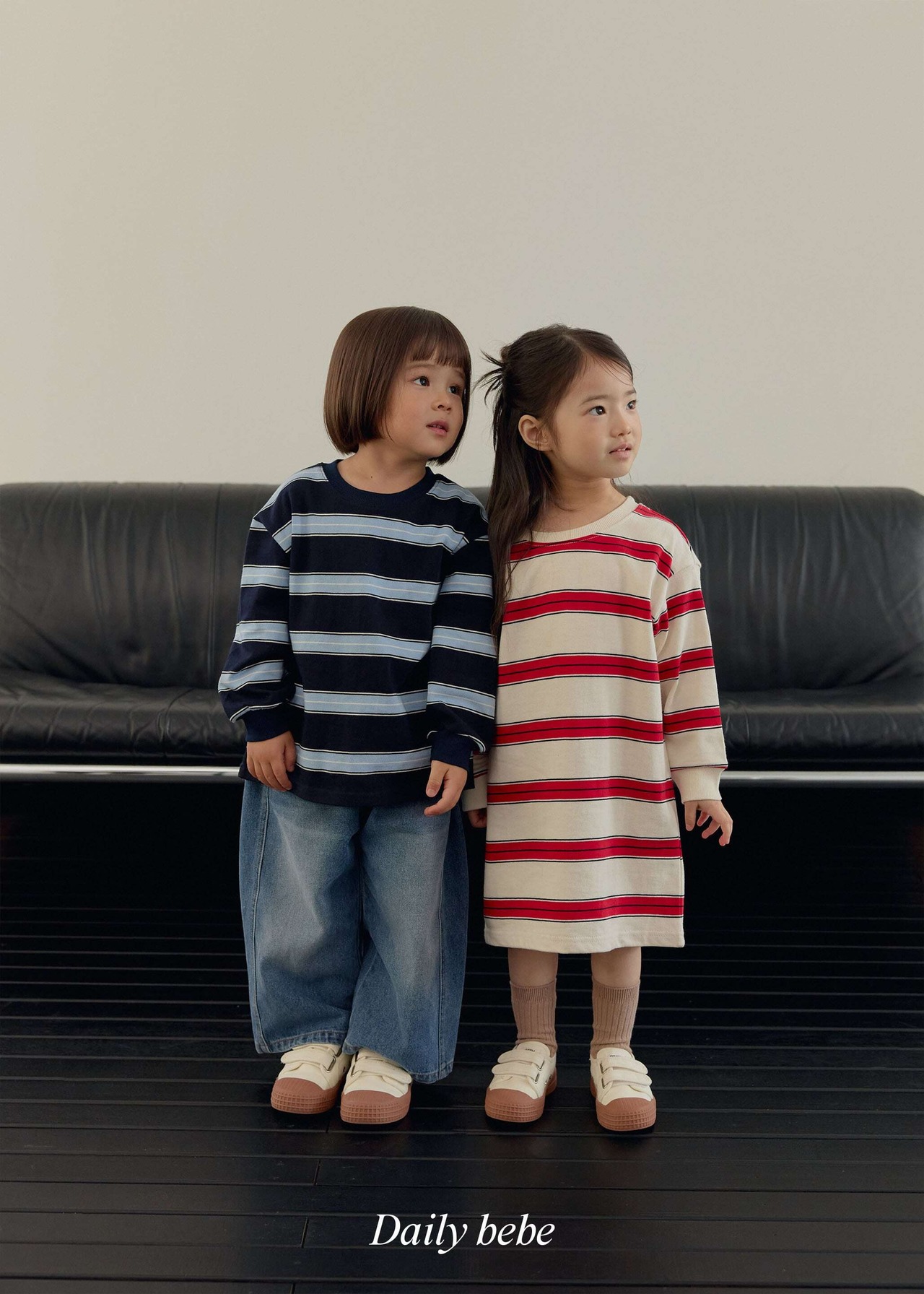【取寄】Dailybebe You＆I ストライプワンピース｜秋服｜韓国子供服｜26/AT