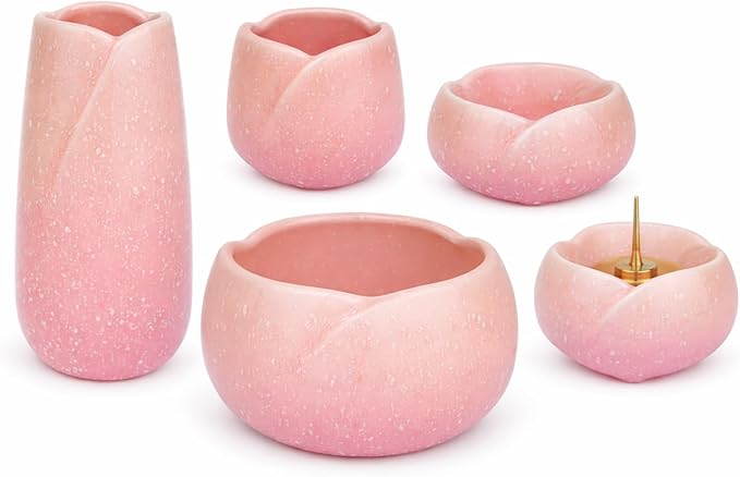 仏具5点セット ピンク 香炉 ロウソク立て 花立 | KAZESHOP