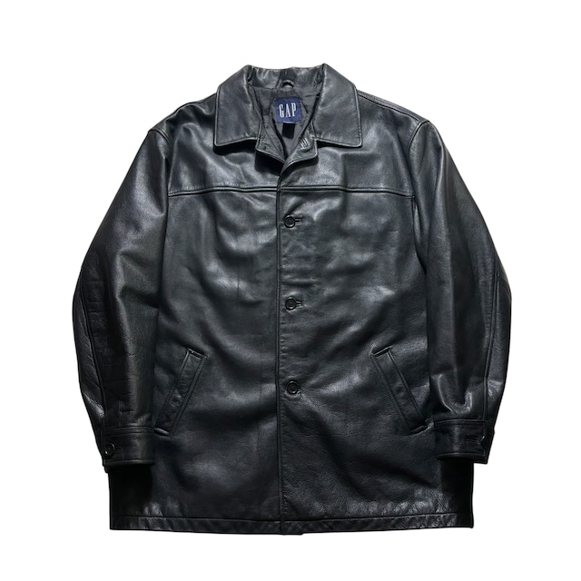 vintage 1990’s “OLD GAP” black leather car coat