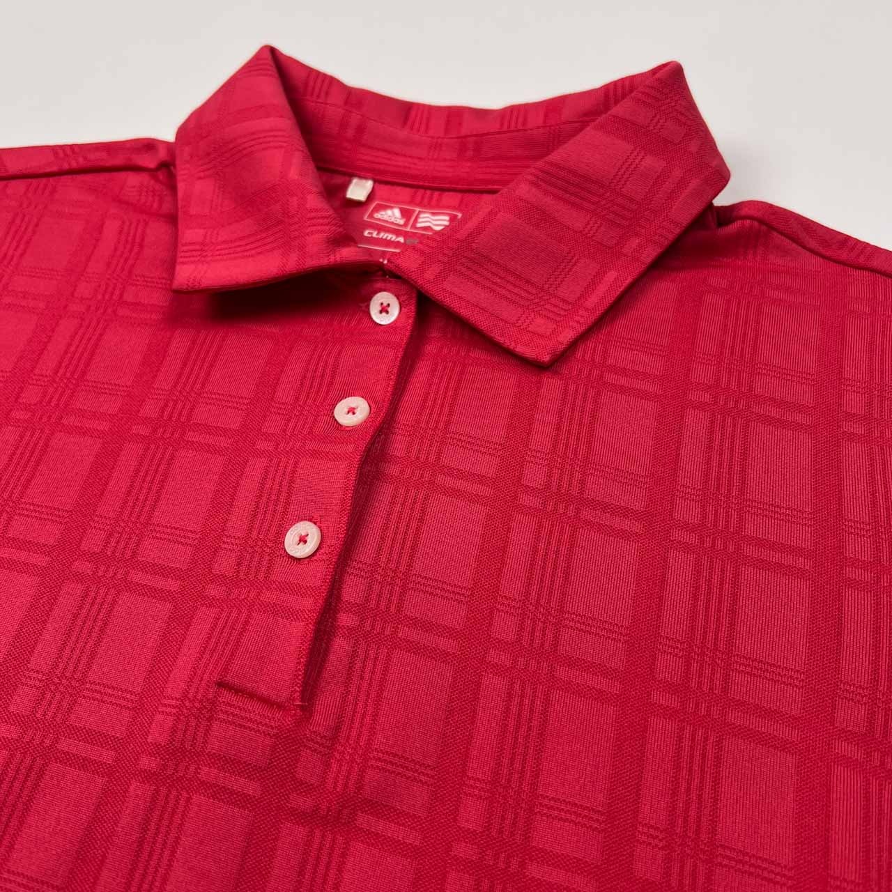 adidas GOLF アディダス ゴルフ シャドーチェック柄 半袖 ポロシャツ サイズ M /CLIMCOOL/レッド系