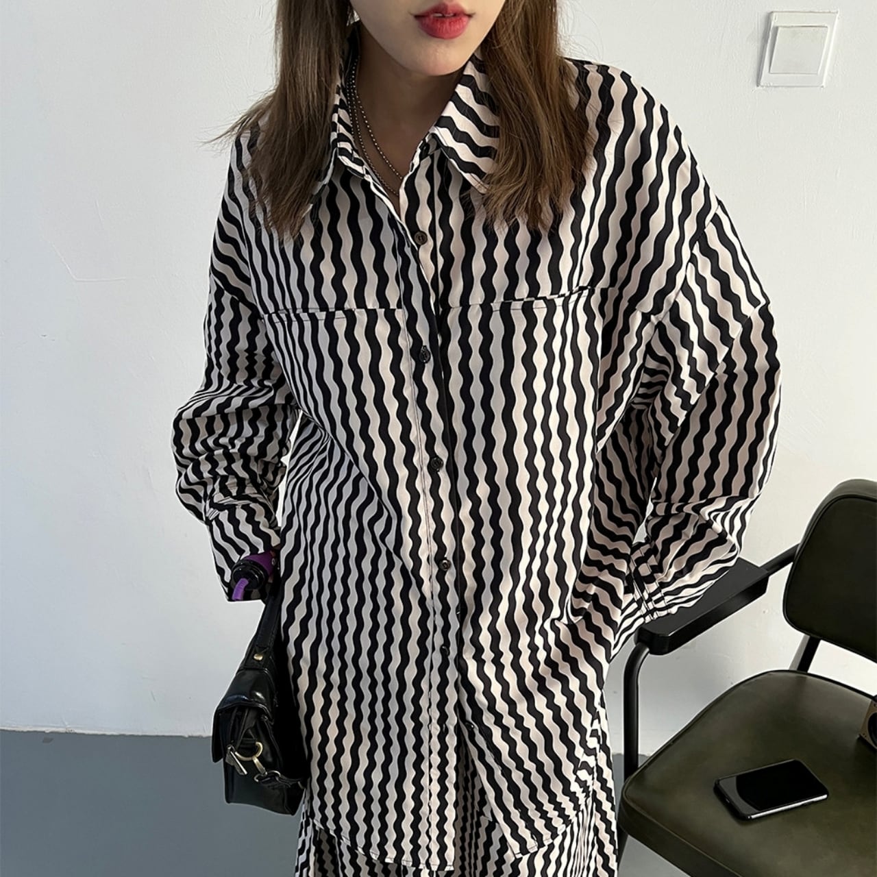 Oversized Stripe Shirt 01056