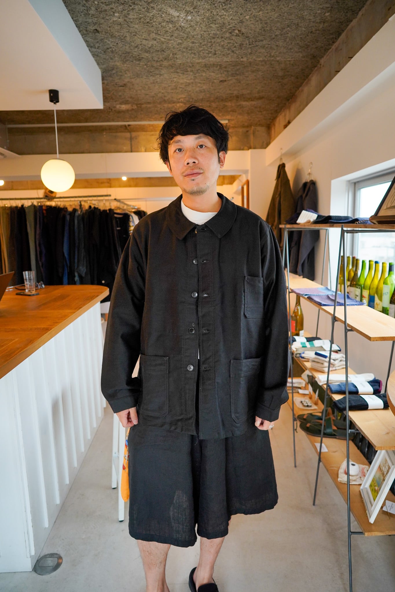 【1950s-60s】"Botton, Big Size" French Vintage Black Moleskin JKT / とも様専用
