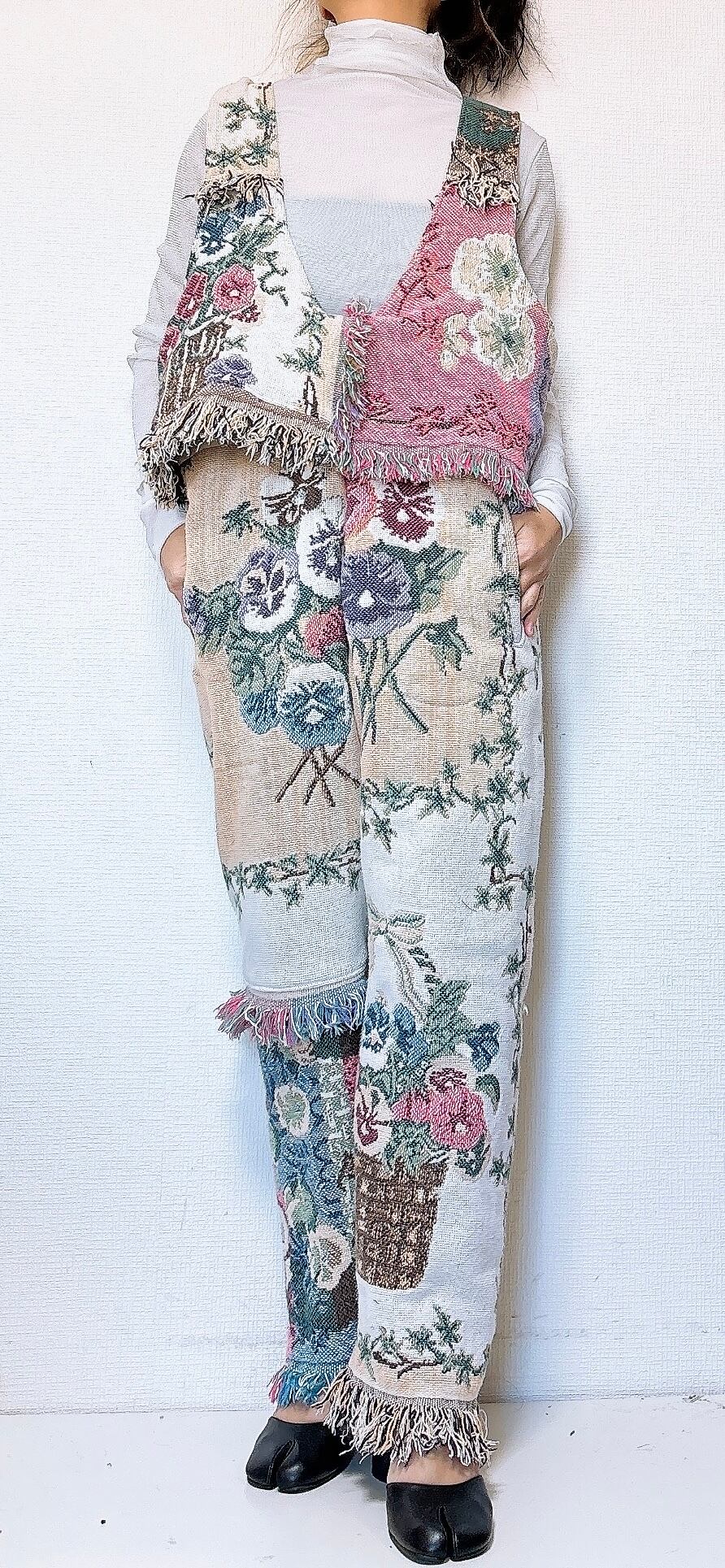 vintage rug overalls American Garden