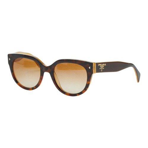 プラダ ロゴ キャットアイ サングラス SPR170 ブラウン イエロー プラスチック レディース PRADA 【中古】