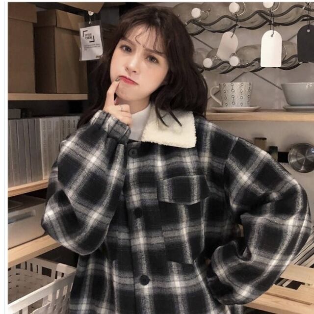 ボアブルゾン レディース 新作 秋冬 チェック柄 ブルゾン もこもこ
