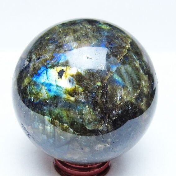 ラブラドライト 丸玉 80mm スフィア 置物 一点物 151-9153