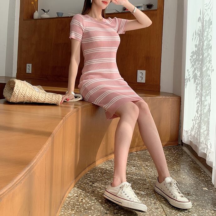 ボーダーリブニットワンピース A-0800 | miie online store