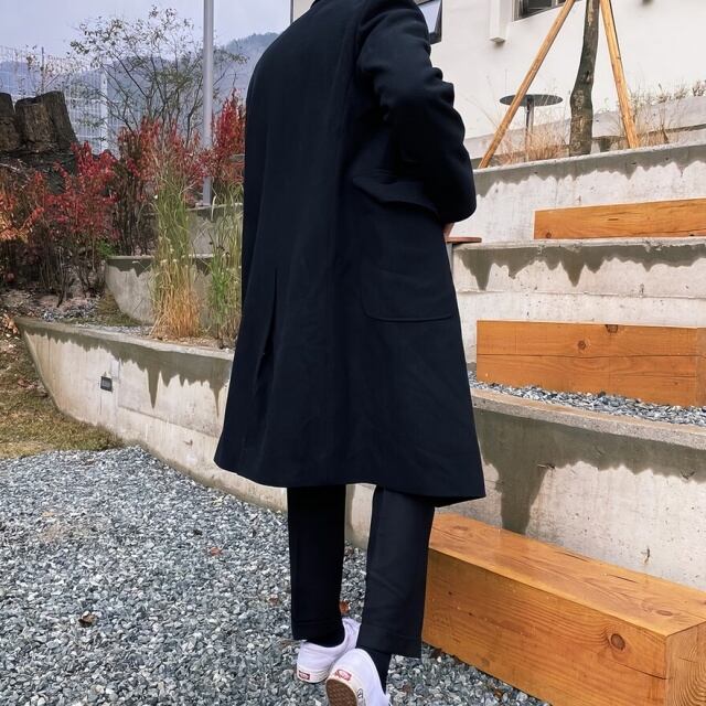 ブラック チェスターコート ロング丈 シングルチェスターコート《ロング丈》《Super100's》 (LSC22101