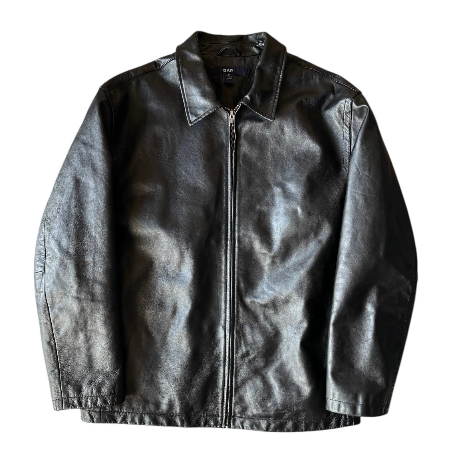 1980's Vintage Short Length Design Leather Jacket Made In FRANCE