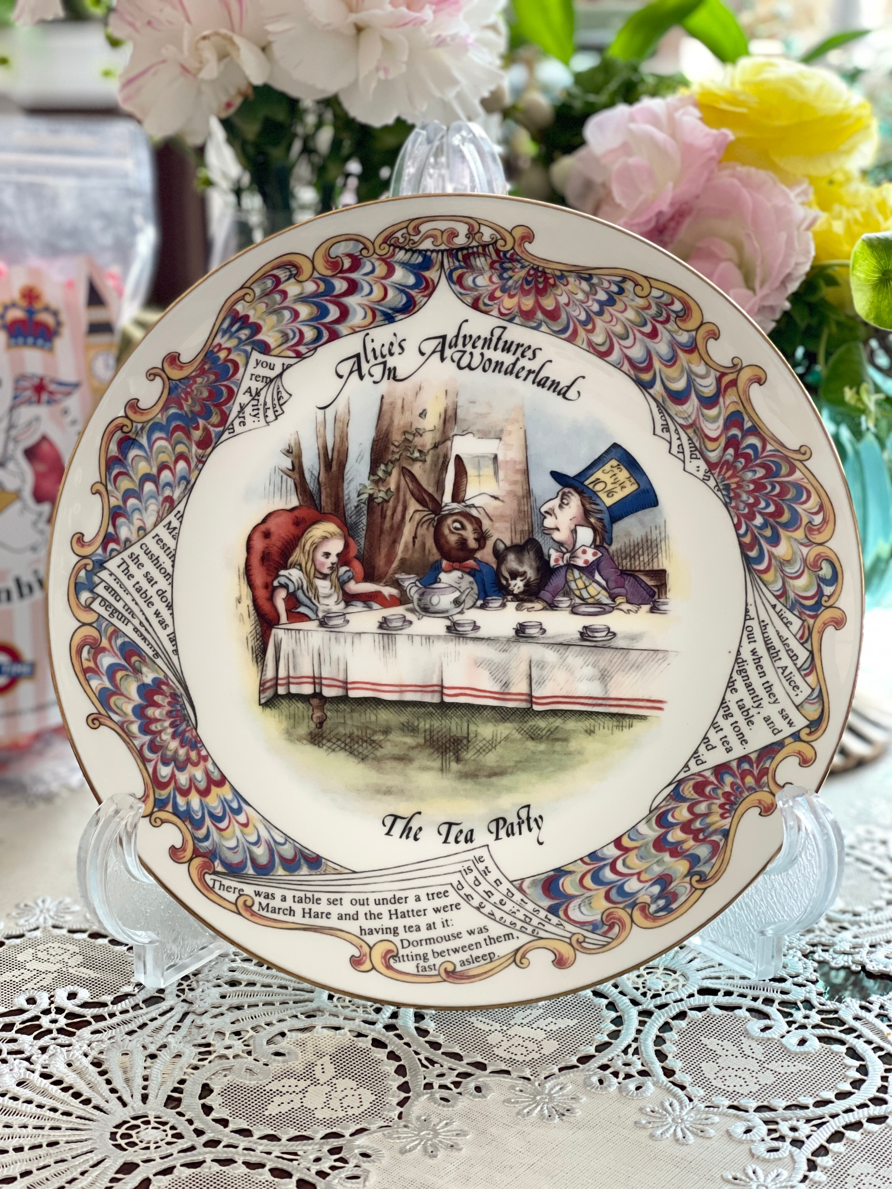 『Aynsley エインズレイ』不思議の国のアリス お茶会 Tea Party  Vintage Alice in Wonderland Plate