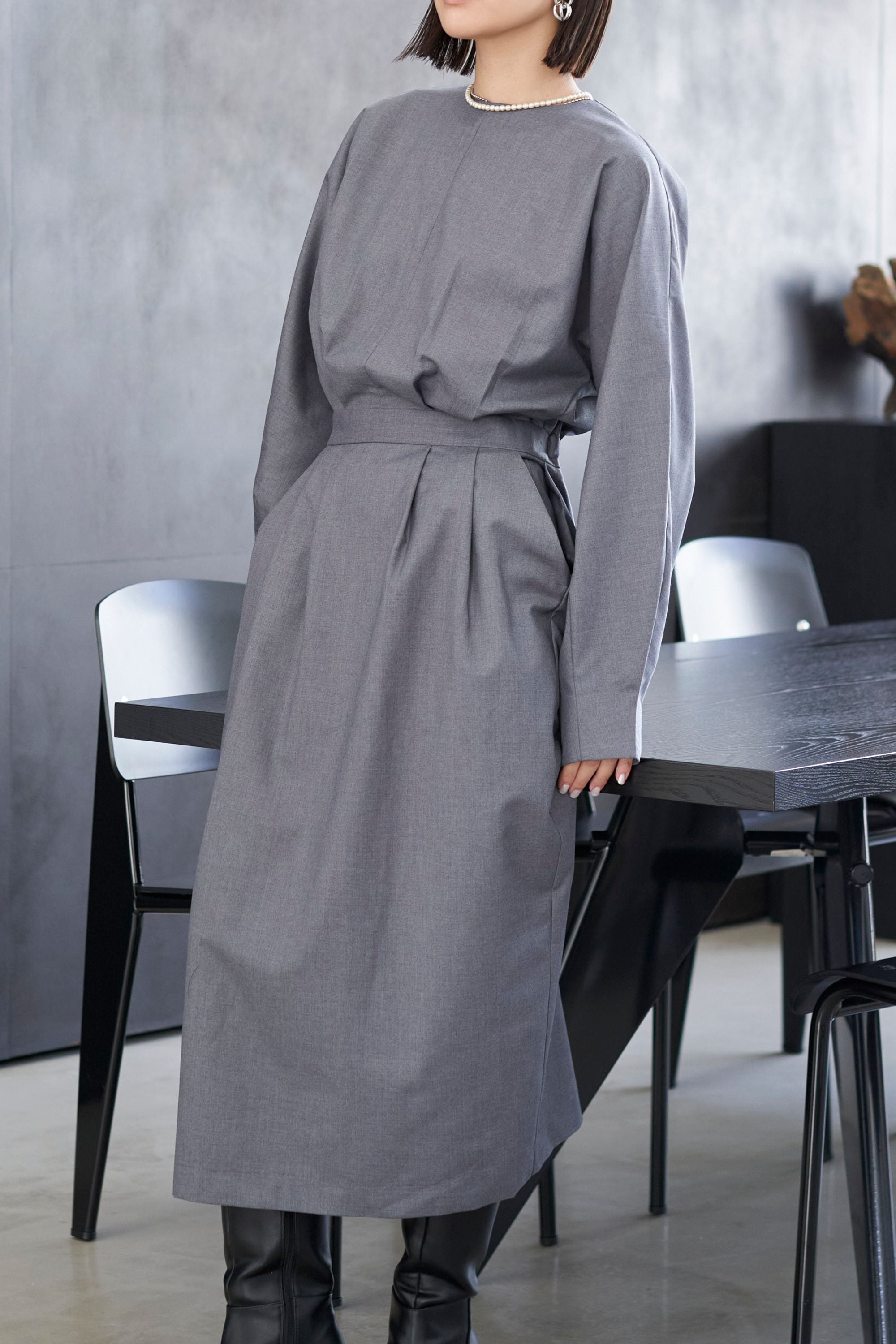 Rhombus Cocoon One piece - GRAY | seven dot - ライフスタイル