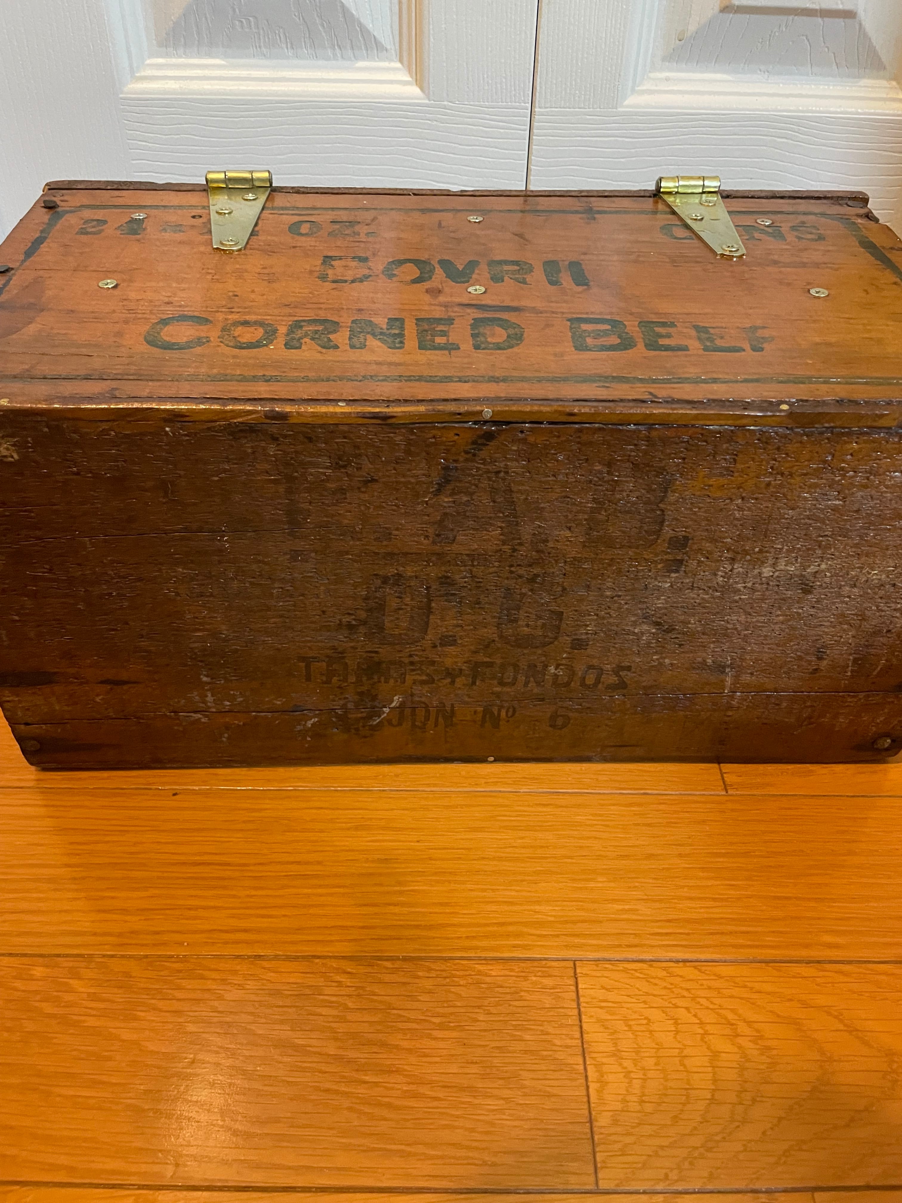 コンビーフ Vintage Bovril Corned Beef Wooden Box | Honey Antique