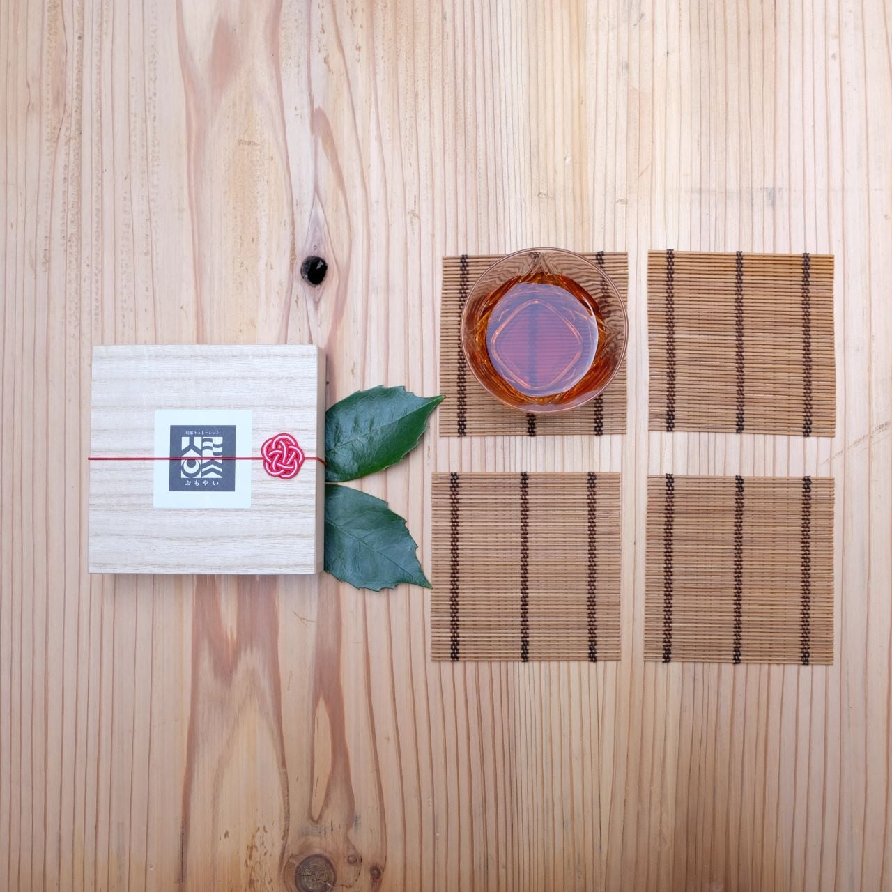 贈り物】すだれコースターギフトセット 細縞BR（4枚） | 町家キュ