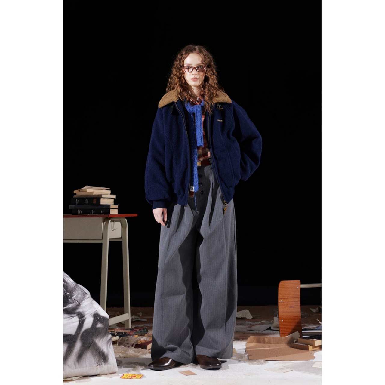 【暖かさUP】ストリート ラペル ムートンコート 中綿ジャケット T1973