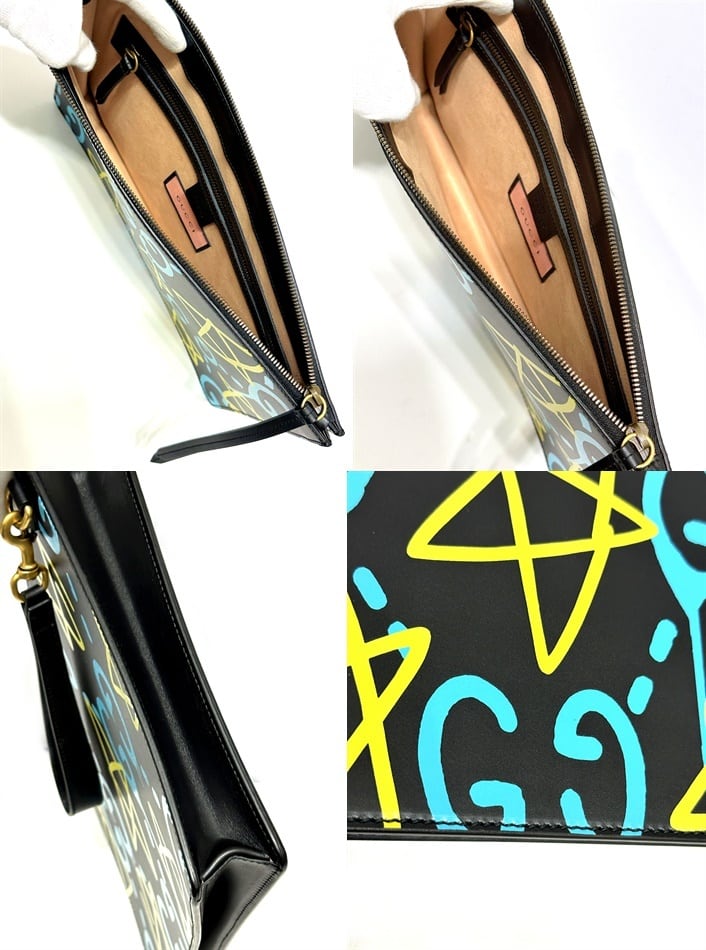 GUCCI GHOST グッチ ゴースト GG ペイント クラッチバッグ レザー