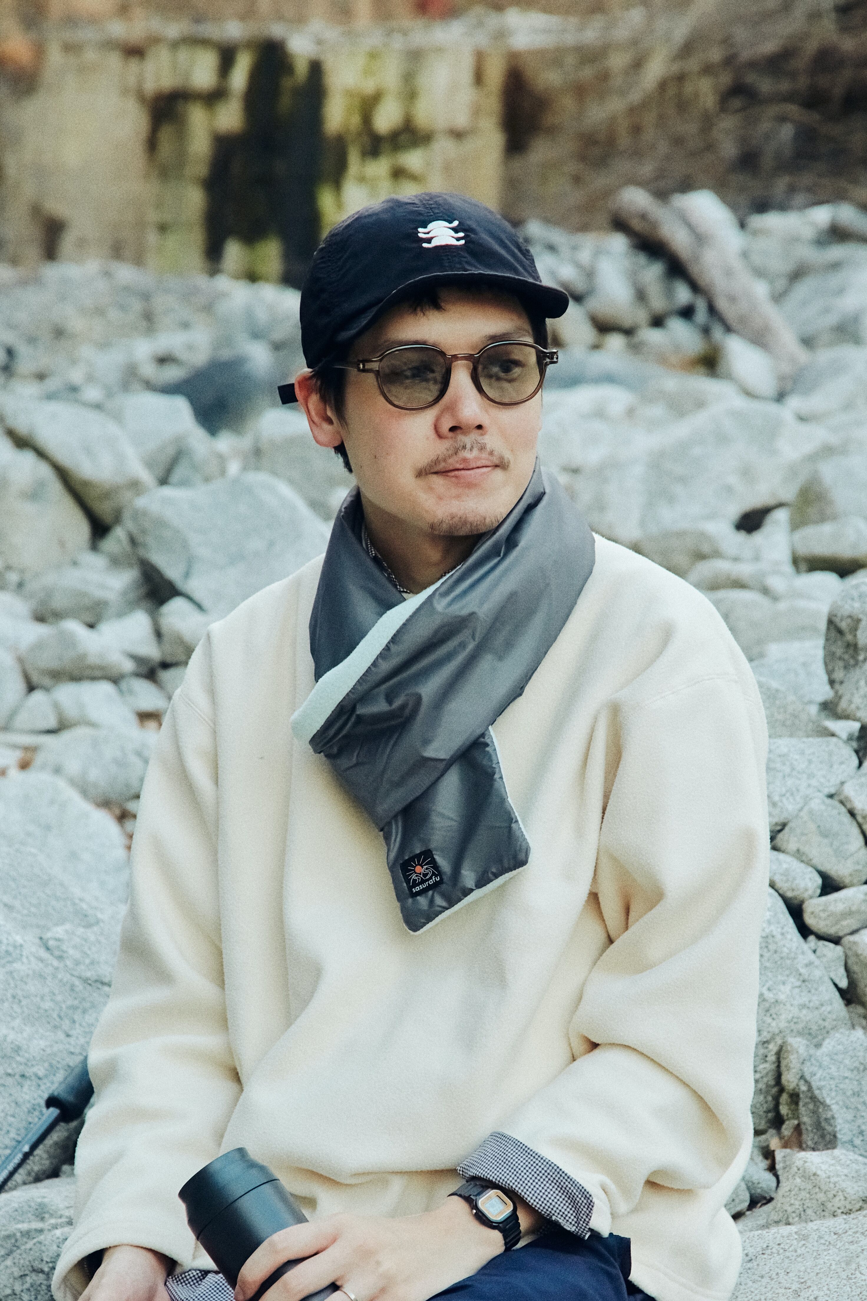 PUFFY MUFFLER grey / mint | sasurafu
