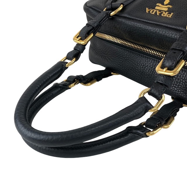 PRADA プラダ ハンドバッグ ブラック ロゴ レザー vintage ヴィンテージ オールド nn2dx6