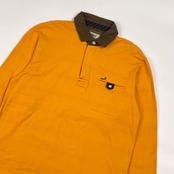 Crocodile クロコダイル ハーフジップ ボーダー 長袖 ポロシャツ L/イエロー系 メンズ