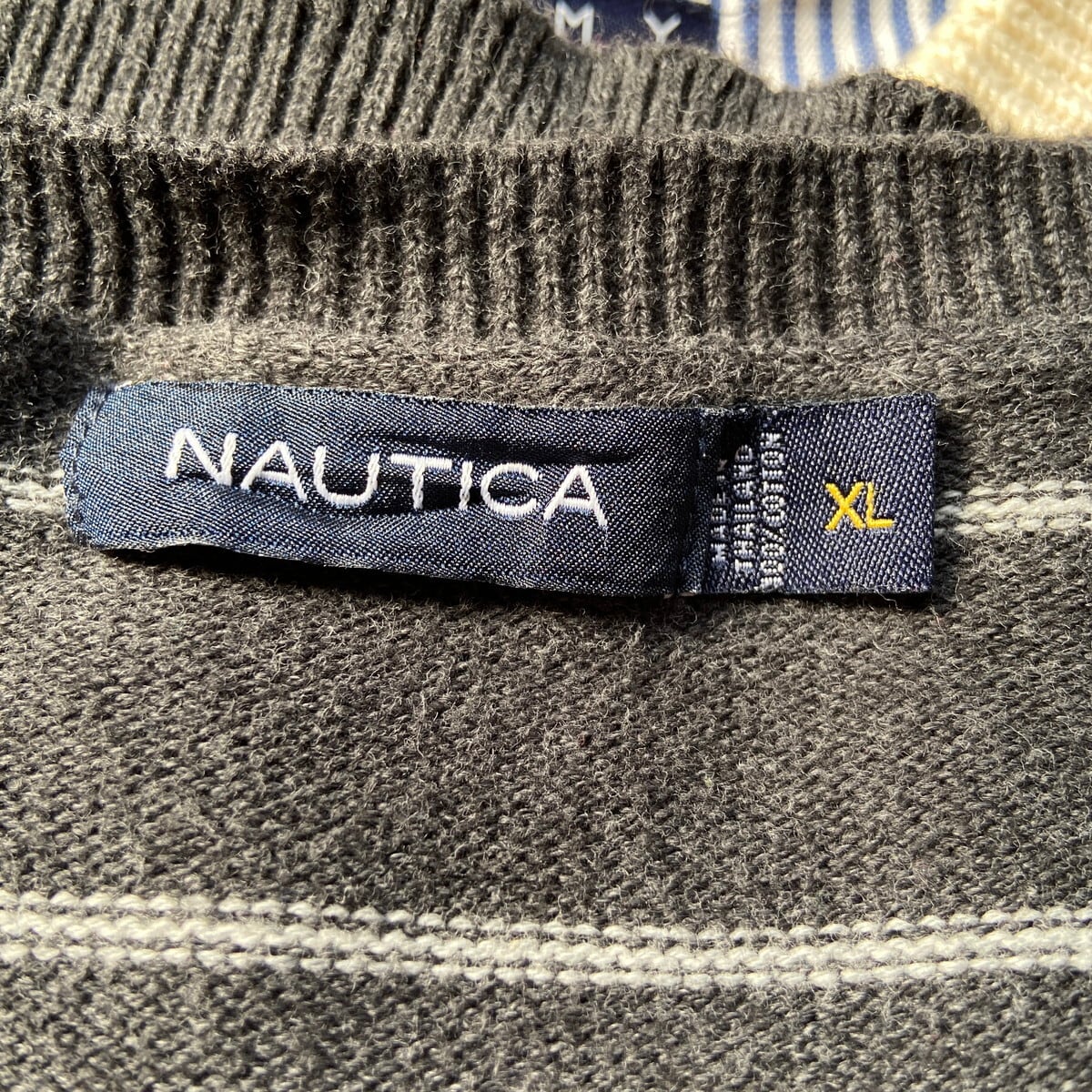 NAUTICA ノーティカ ボーター コットンニットセーター メンズXL 古着