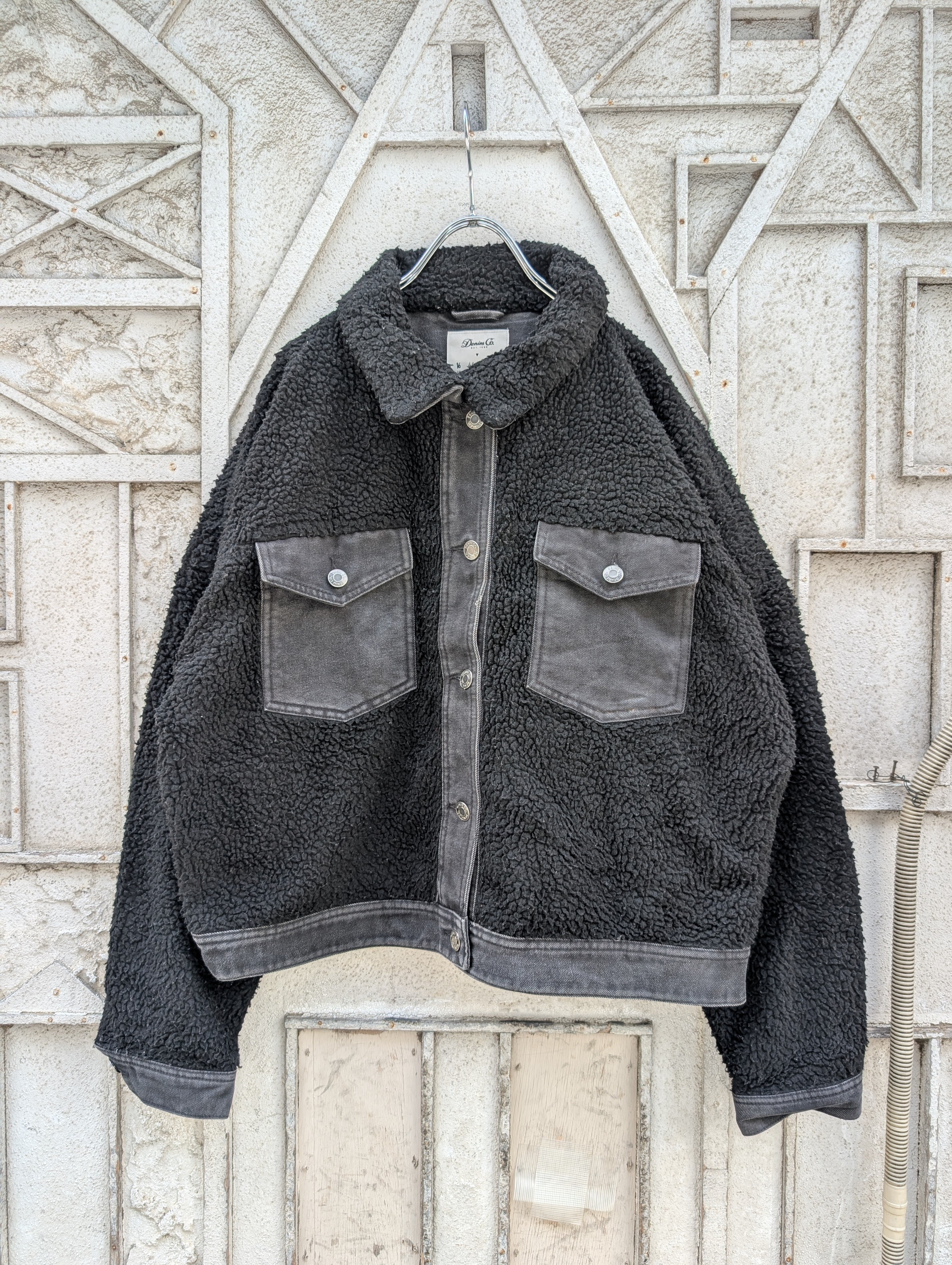 "DENIM.CO" black denim & fleece jacket