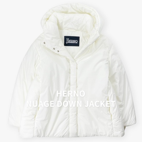 美品 HERNO ヘルノ 23AW Nuage ヌアージュ オーバーサイズ ナイロン ダウンジャケット PA000057D 白 46 / J&NREUSE レディース アウター