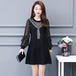 ドレス ワンピース ショート丈 ミニ ドレスワンピース パーティードレス 結婚式 披露宴 二次会 発表会 レース 長袖 春秋冬 厚手 暖かい 韓国 大きいサイズ