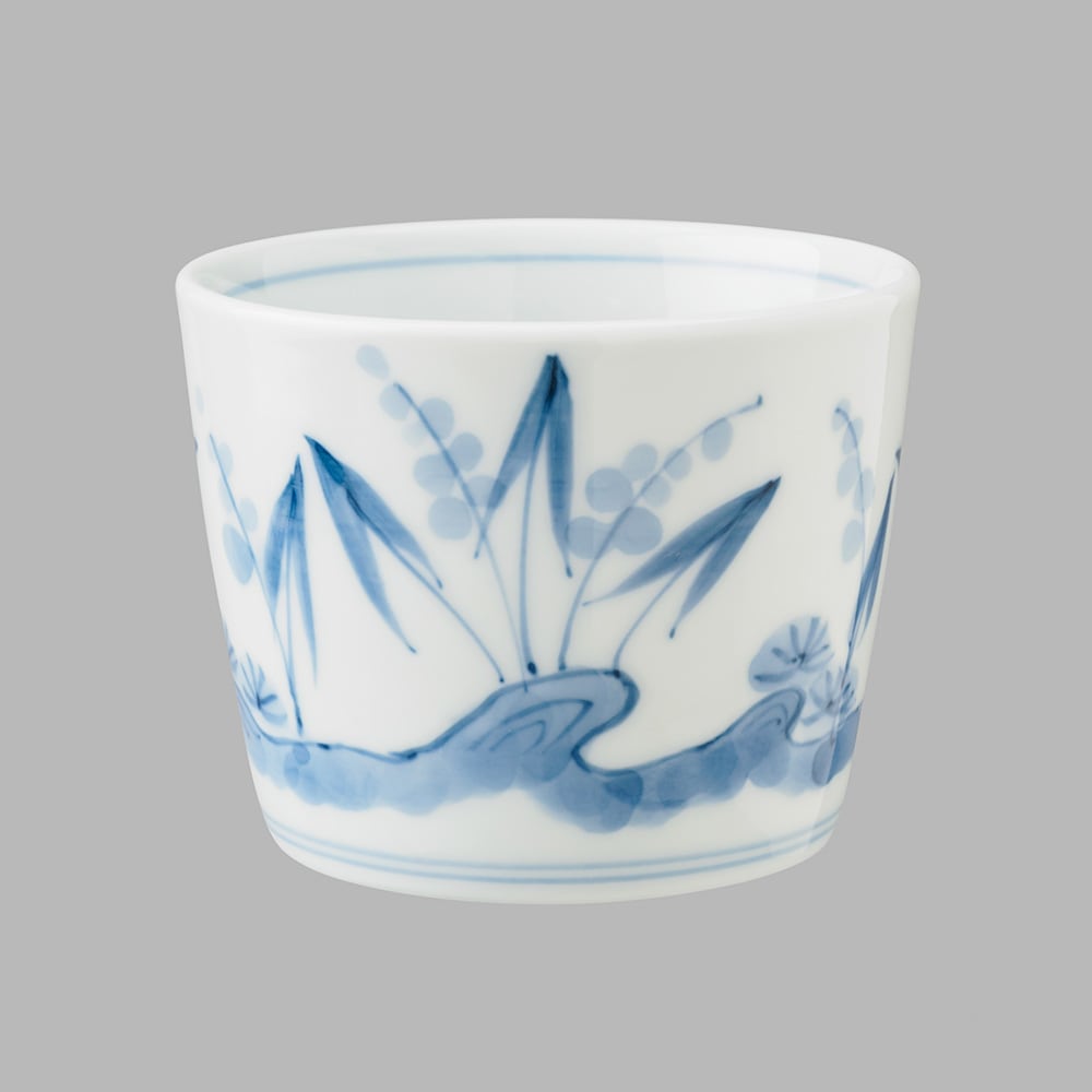 染付沢潟水草文（小） | 肥前吉田焼 陶磁器の与山窯