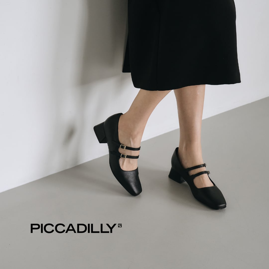 メリージェーン パンプス スクエアトゥ 3.5cm ブラック／PICCADILLY