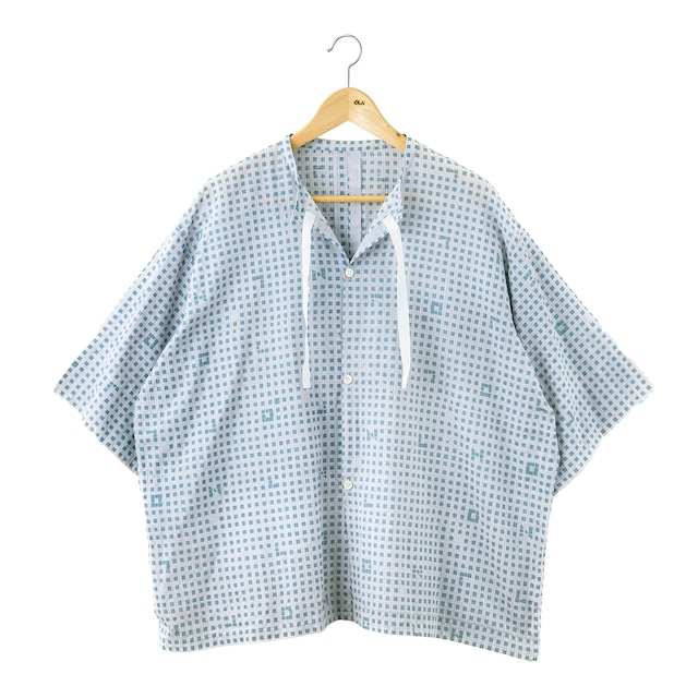 ゆかたシャツ「角通し（かくどおし）」sora gray × sabi asagi