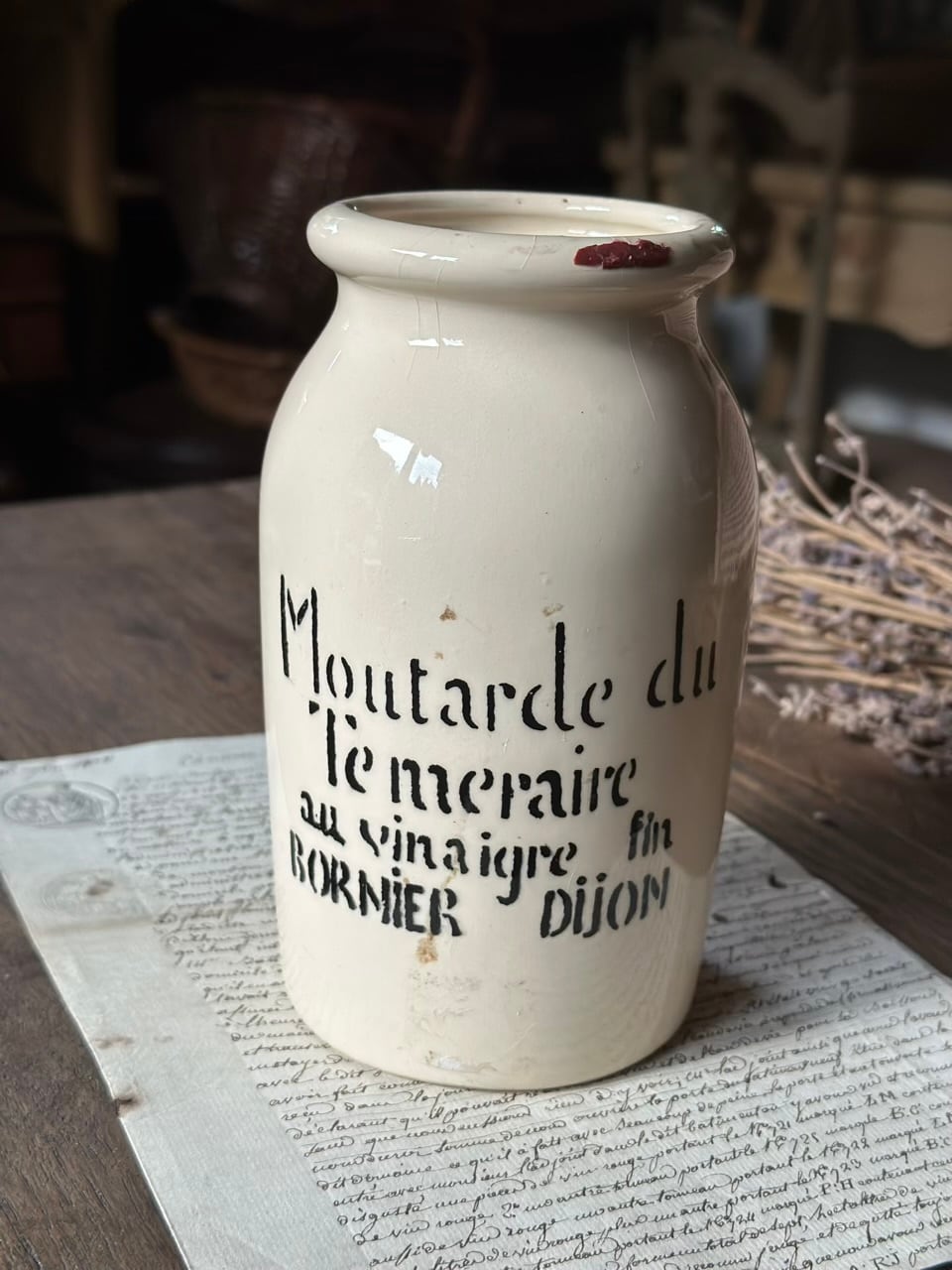 ディジョンマスタードの入れ物 陶器ポット | Brocante de La Cocotte