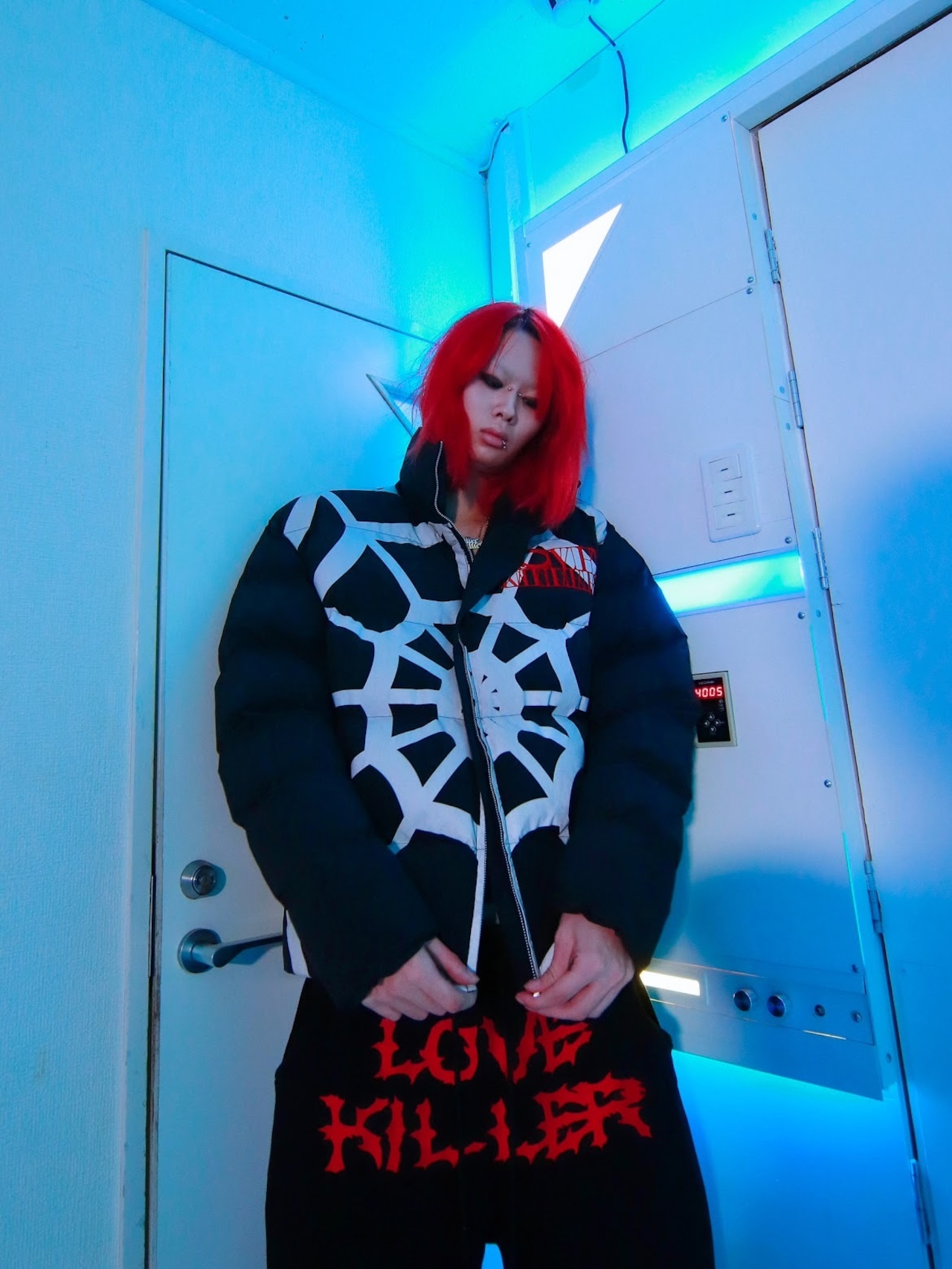 【LOVE KILLER 】Spiderweb reflector oversize down jacket