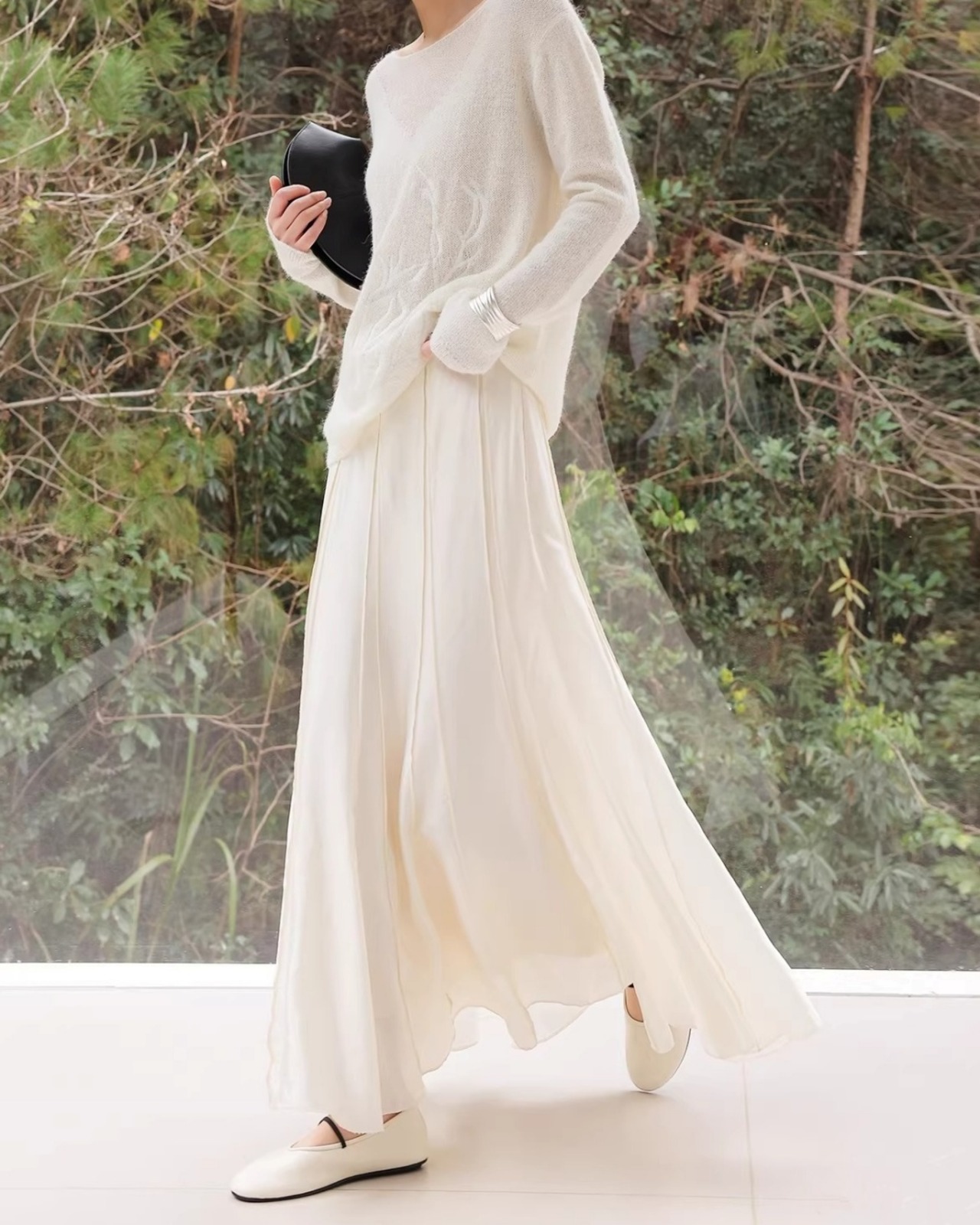 Pleated maxi long Skirt L0093