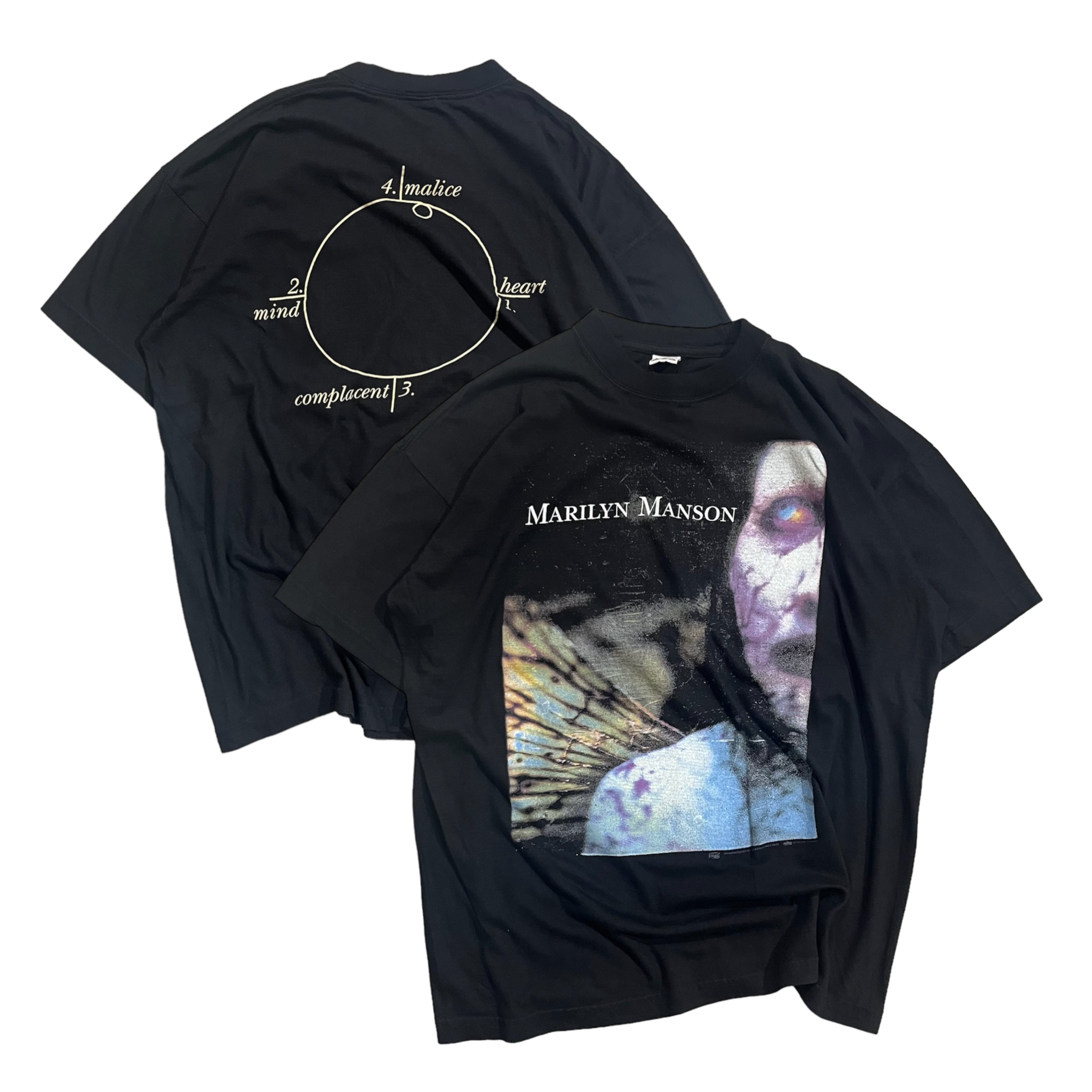 90年代 size:XL程度【 MARILYN MANSON 】マリリンマンソン バンドTシャツ バンT プリントTシャツ 両面プリント ブラック 黒  古着 古着屋 高円寺 ビンテージ