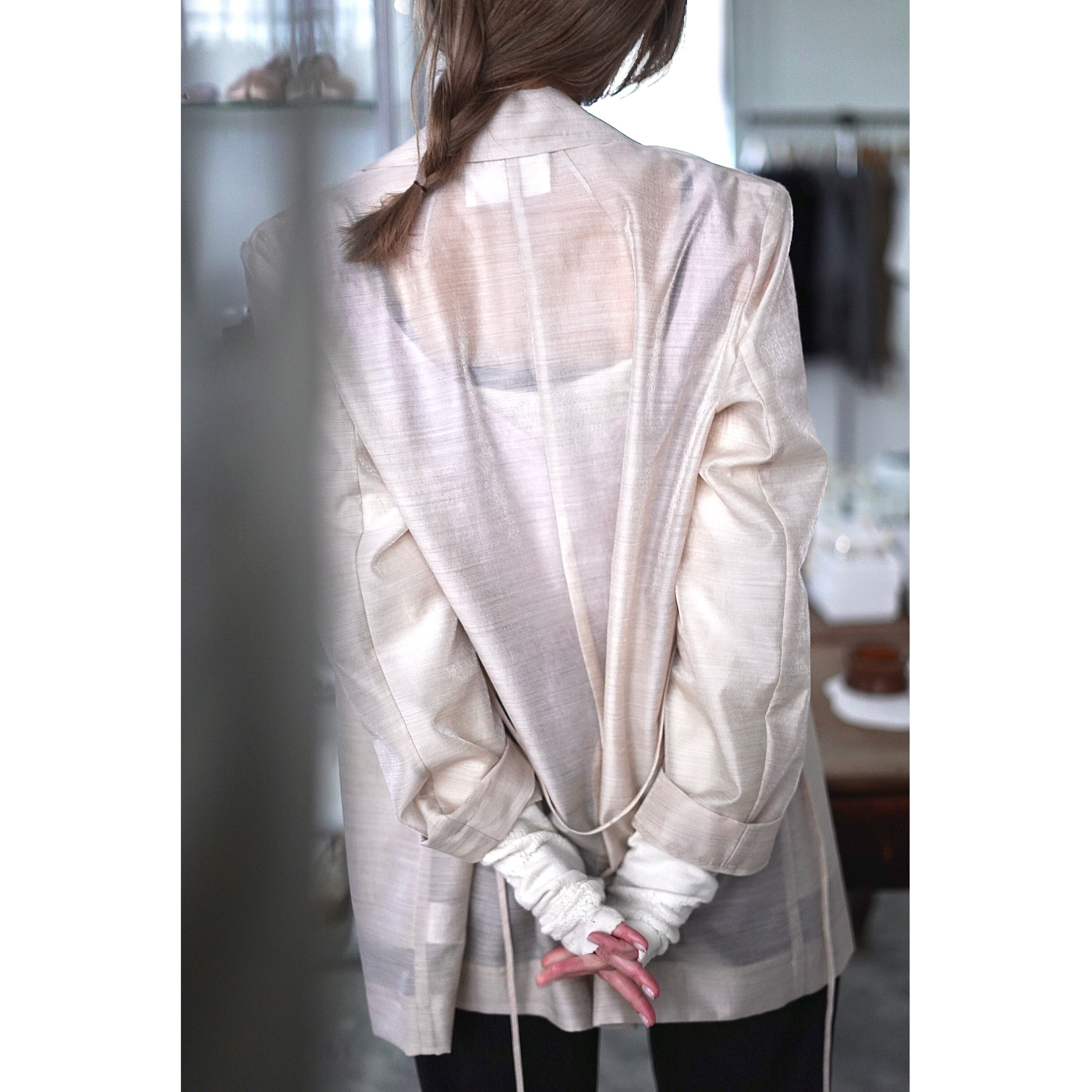 Mame Kurogouchi / Wool Nylon Shimmering Jacket ( BEIGE, GREY