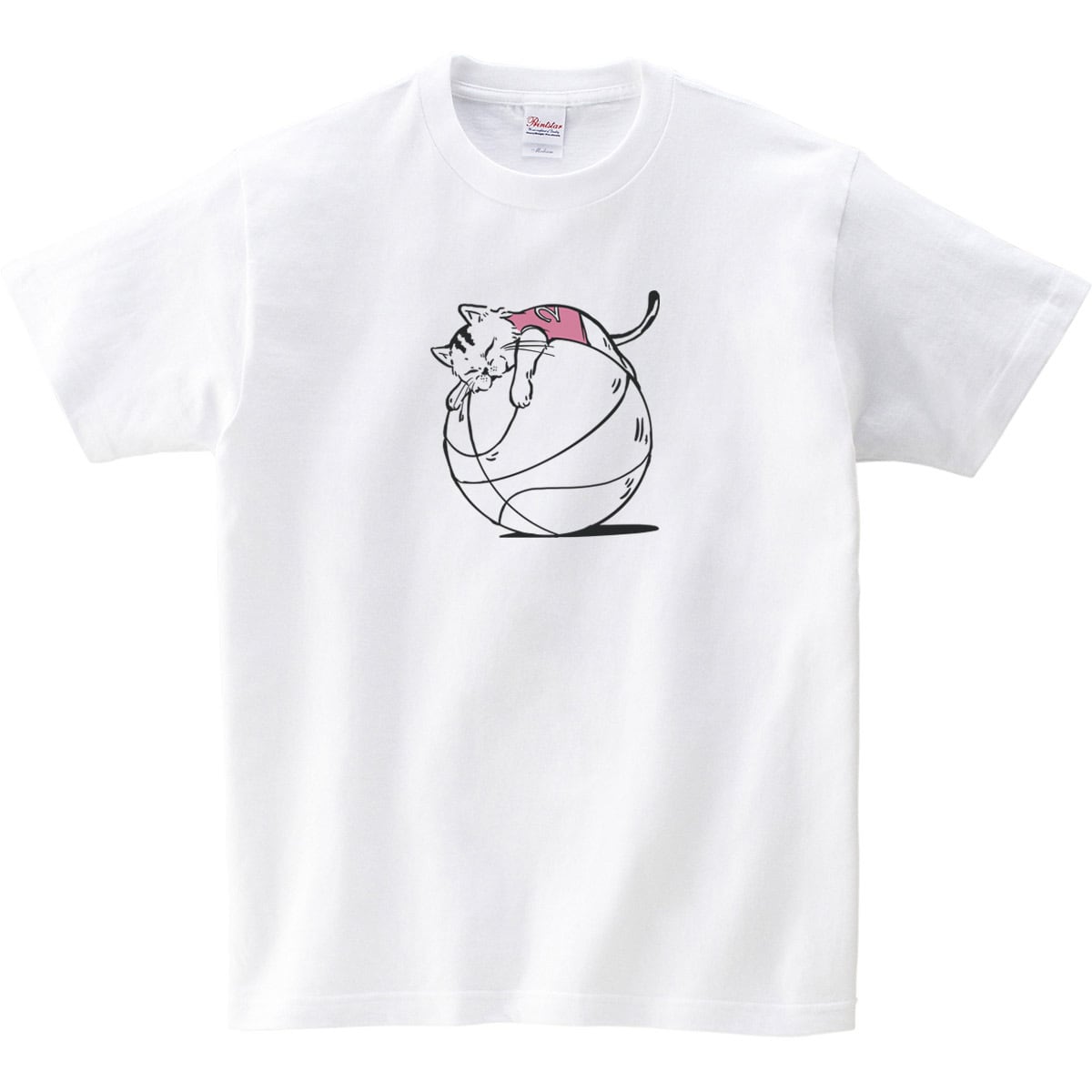 にゃんこ バスケ 居眠り Tシャツ cat52 イラスト 猫 ねこ ネコ ゆるい バスケットボール