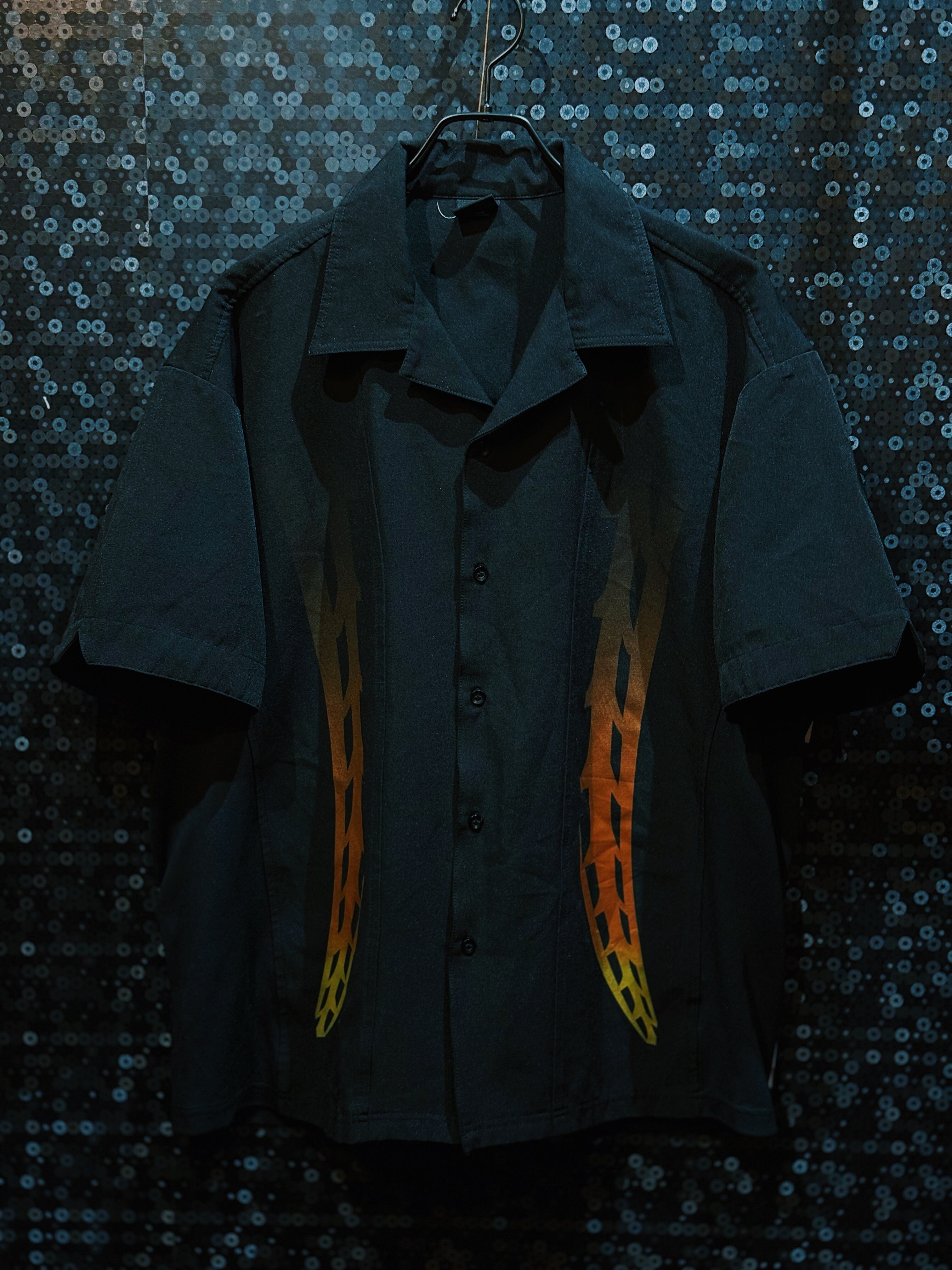 【ÆIEM】"ATTITUDE"vintage Flame pattern half sleeve shirt