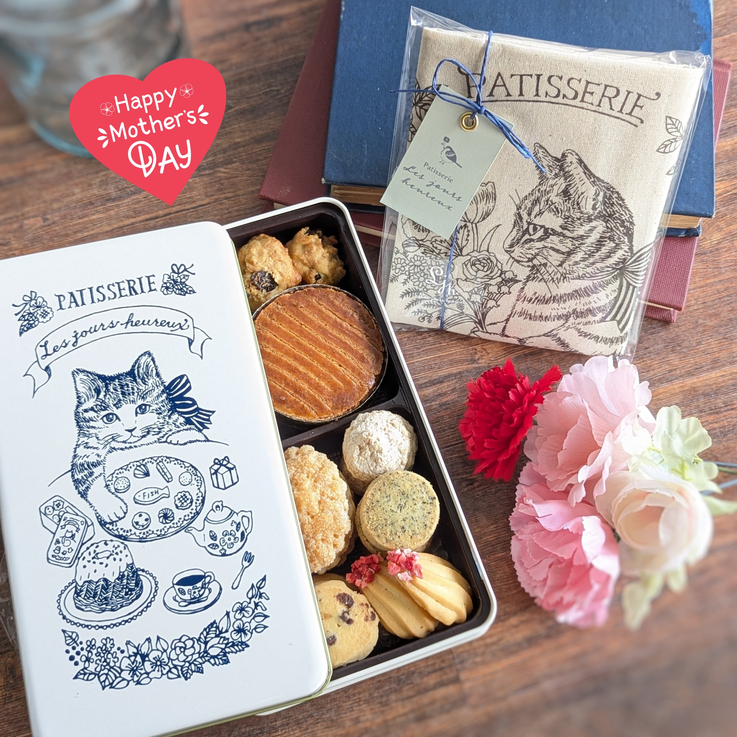 ♡母の日ラッピング♡クッキーアソートねこ缶とねこBagのセット