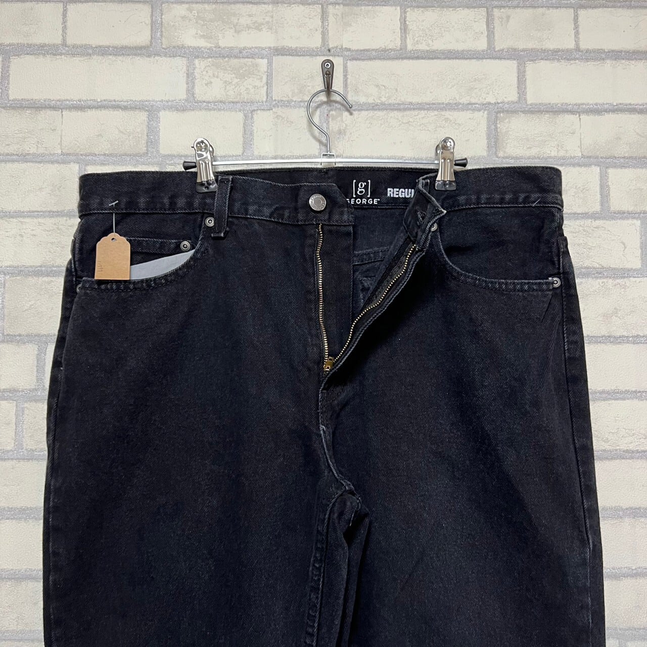 W36×L32】GEORGE ブラックデニムパンツ | 古着屋OLDGREEN