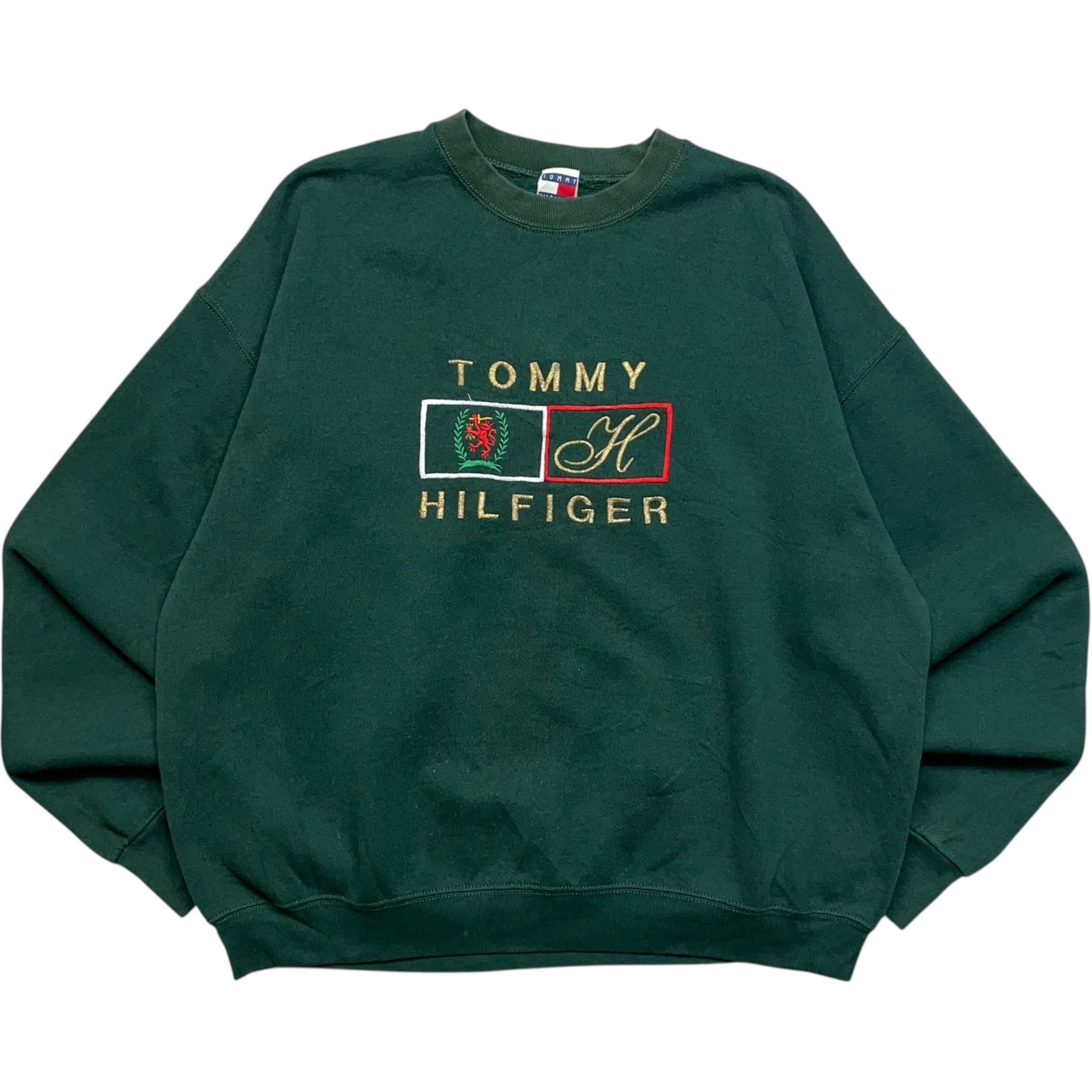 《XL》 TOMMY HILFIGER トミーヒルフィガー ブートレグ スウェット 刺繍 グリーン no.9077