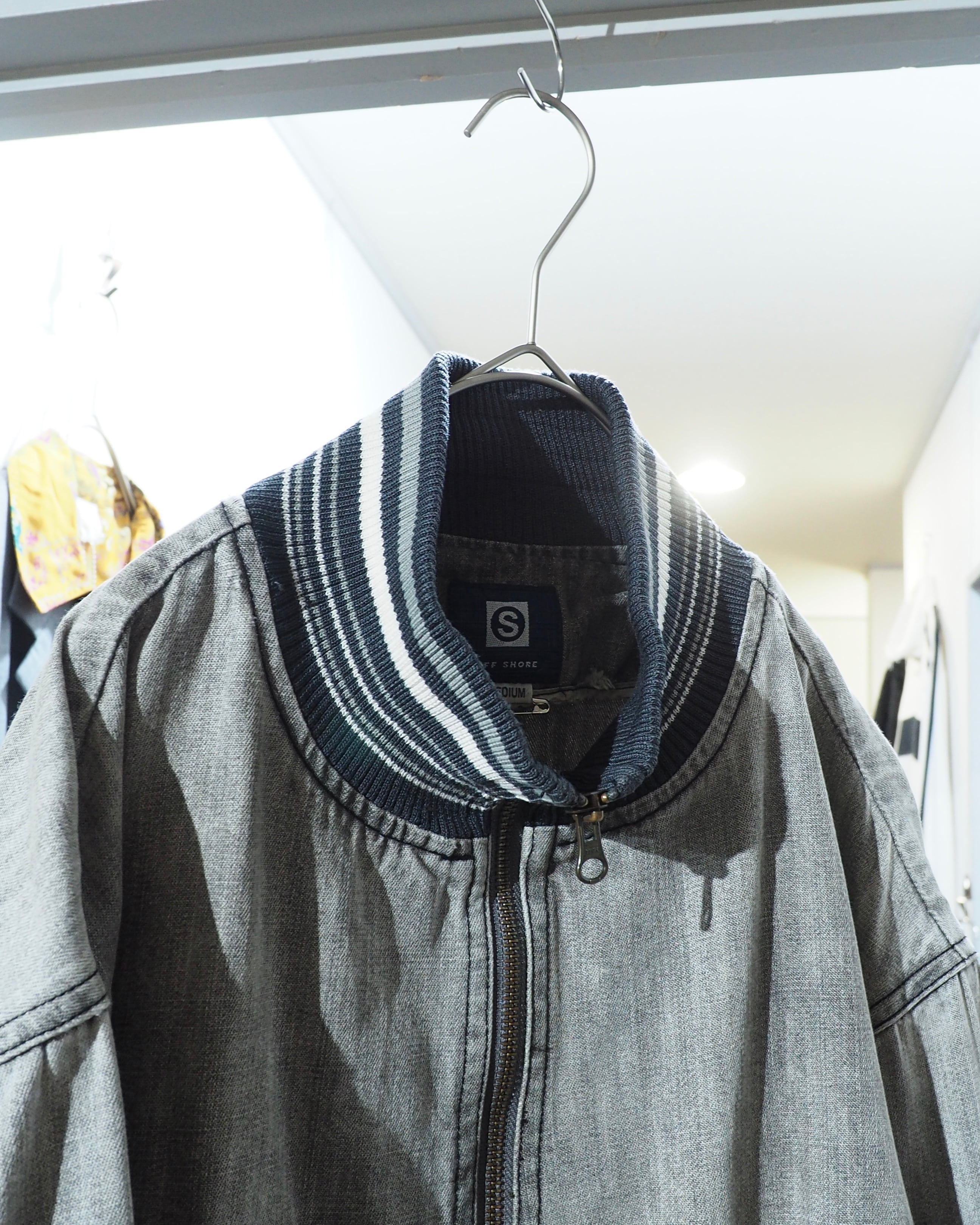 ” 退廃的 ” Good Fade Light ash Grey Color Denim Track jacket