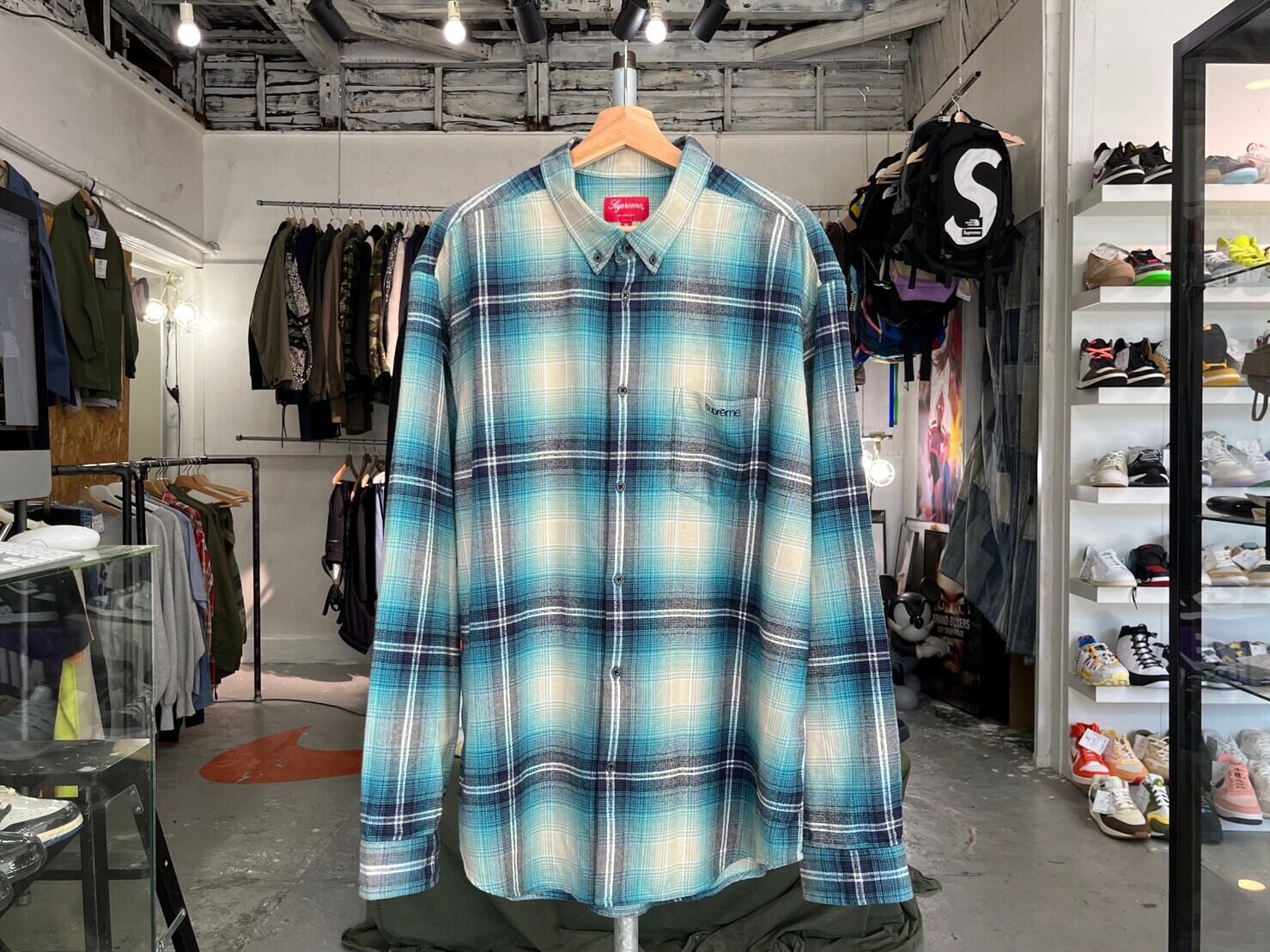 Supreme SHADOW PLAID FLANNEL SHIRT BLUE XL 88250 | BRAND BUYERS OSAKA