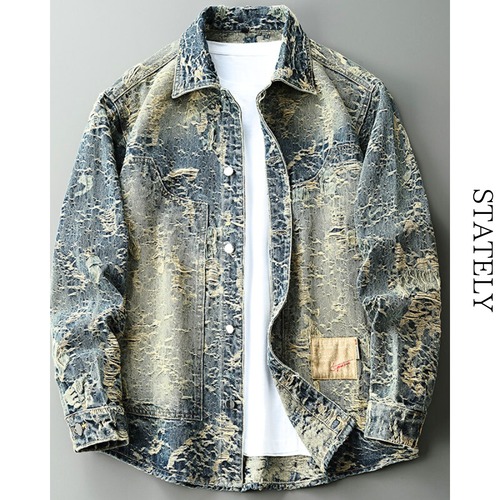 Distressed Vintage デニムShirt Jacket_O03 画像