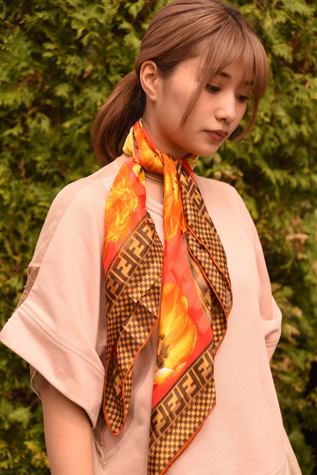 FENDI / vintage fendi orange scarf.