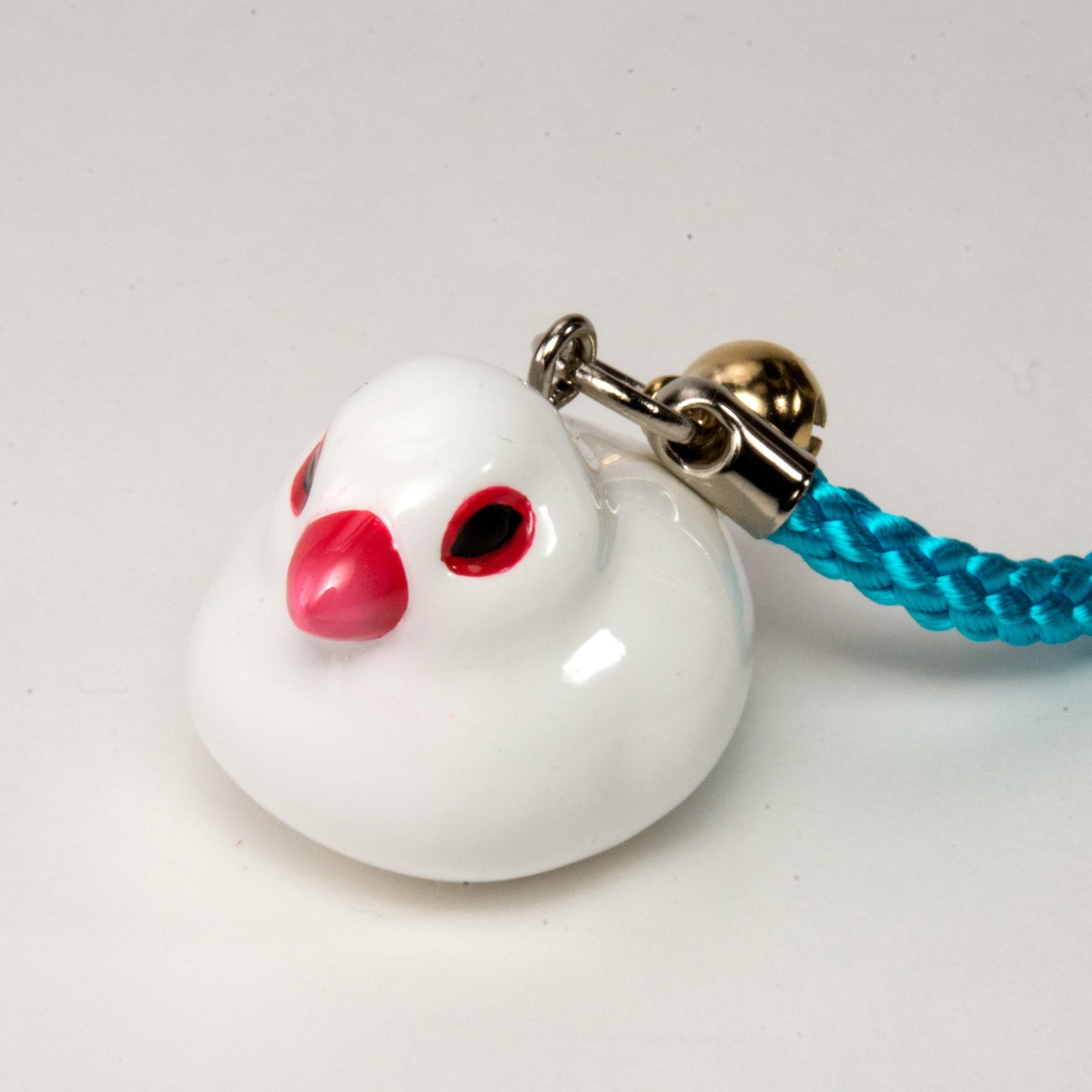 鳥シリーズ 文鳥 白 ストラップ なかの由峰 デザイン BO-5001